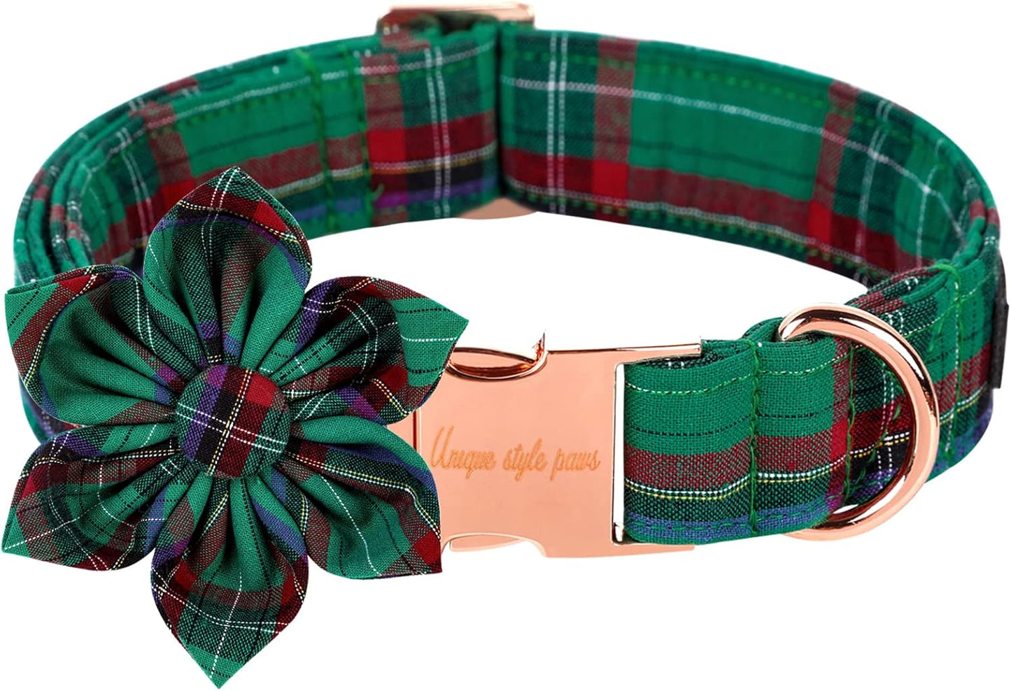 Unique style paws Dog Collar with Flower Tie Christmas Dog Collar for Small Medium Large Dogs with Adjustable Metal Buckle -XL