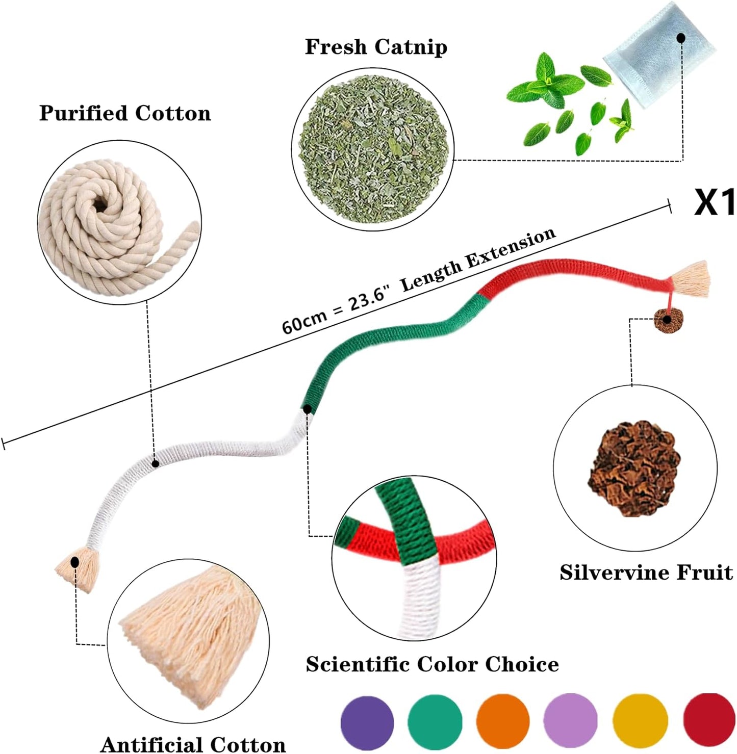 Cat Toys, 3PCS Catnip Toy for Indoor Kitten Treat Cats Chew Stick for Dental Cleaning Teeth Kitten Silvervine Rope Kitty Feather Snack for for Kick Molar Scratch Self Play Interactive Boredom