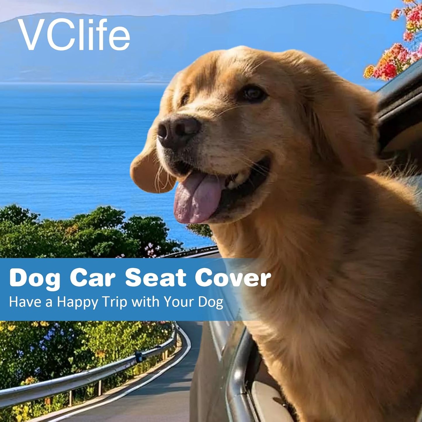 VClife Dog Car Seat Cover for Backseat Extender, Anti Slip Dog Bed Mat Travel Blanket, Pet Friendly Backseat Cover for Cars, SUVs, Small Trucks, Back Seat Extender Protector (Light Gray, 51"×23.6")