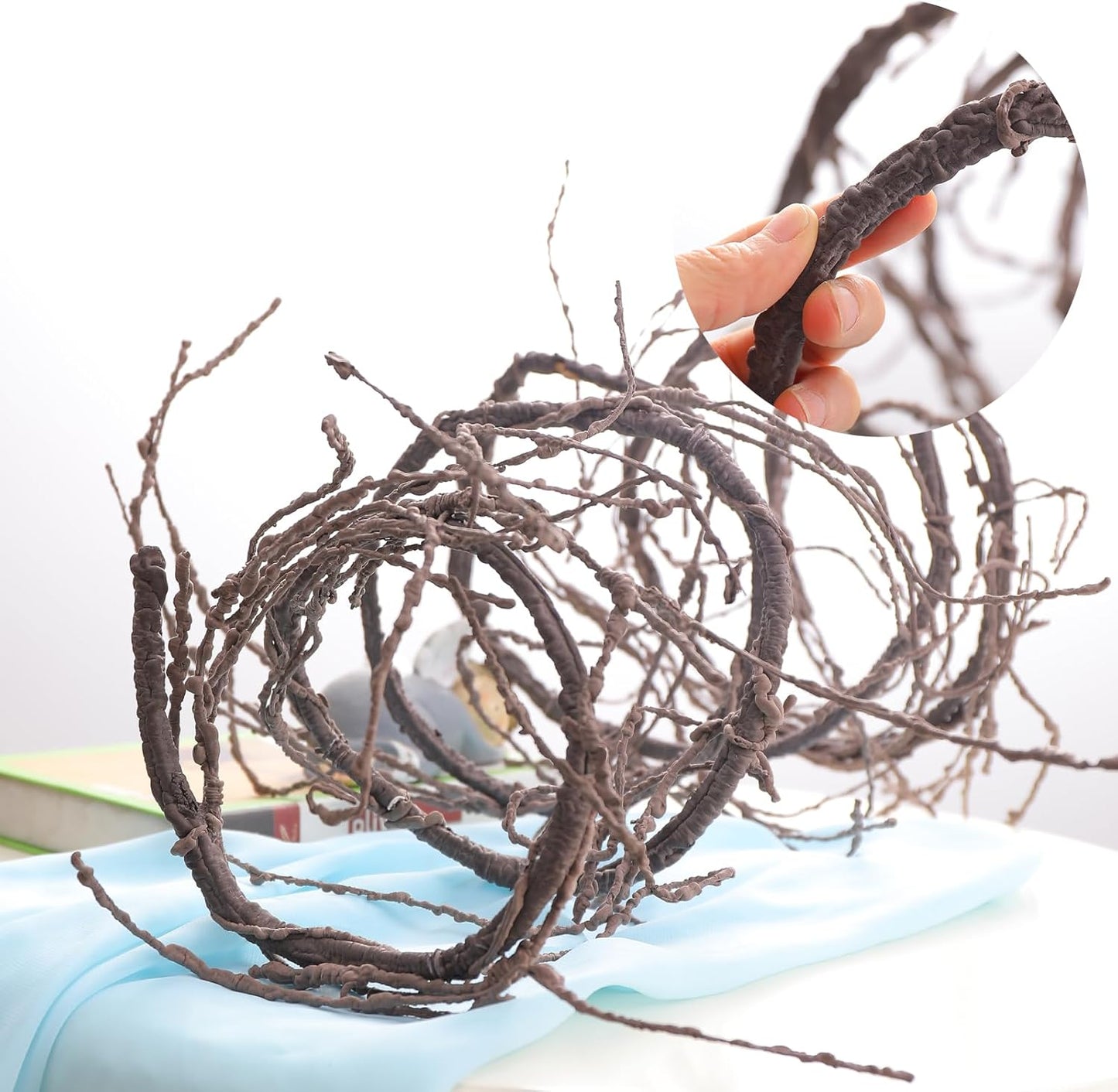 118"/300cm Small Wall Hanging Artificial Cherry Blossom Tree Branches Fake Cane Vines Reptile Plants Grapevine Garland Liana Twigs Wreath for Garden Outdoor Wedding X'Mas Ceiling Decoration