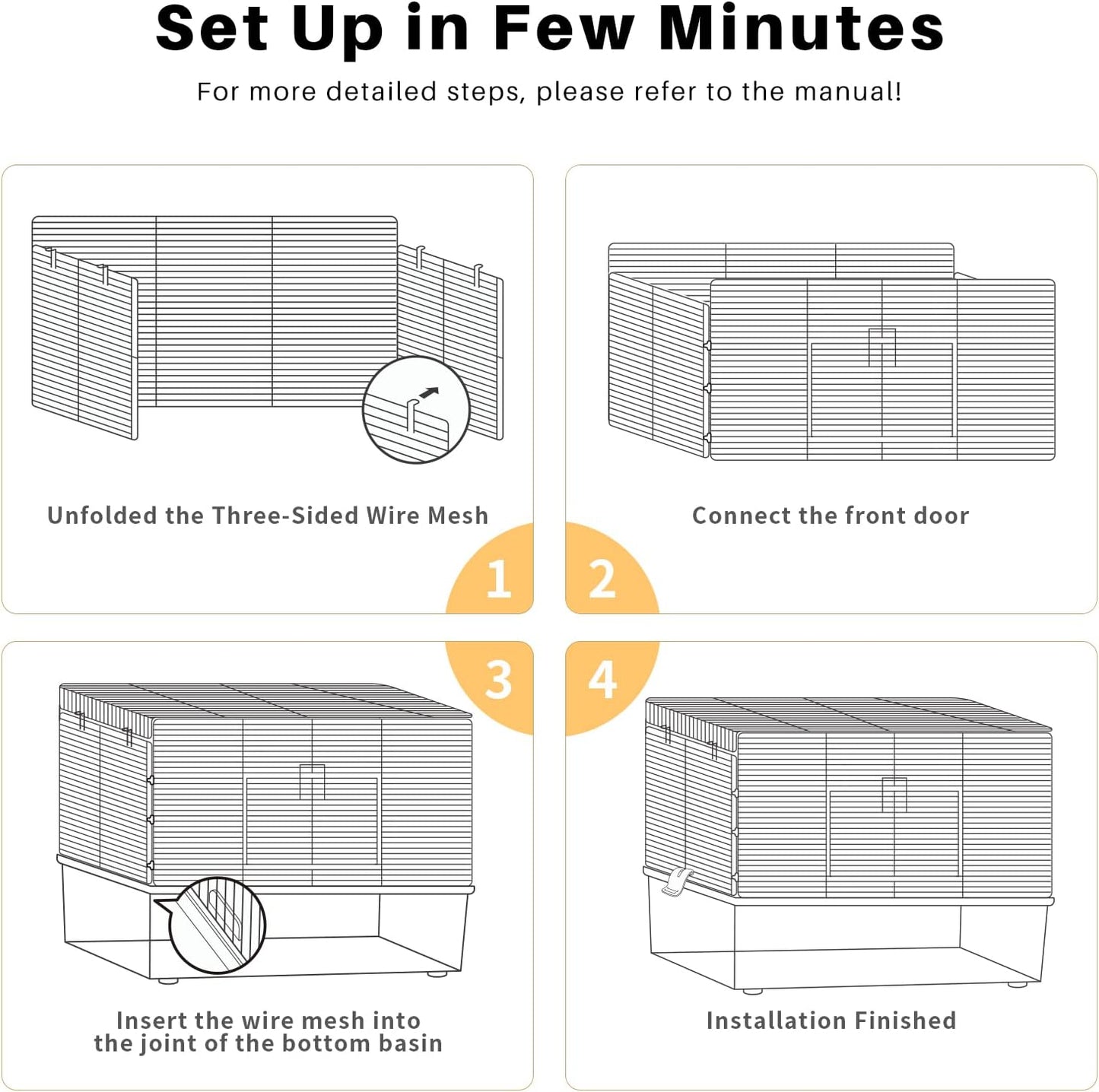 BUCATSTATE Hamster Cage 3-Level with Accessories, Includes Free Exercise Wheel, Water Bottle, Food Bowl & Hamster Hideout, Large Hamster Cage for Dwarf Hamster, Mice, Degus (24.4" L*13.7 "W*16.9" H)