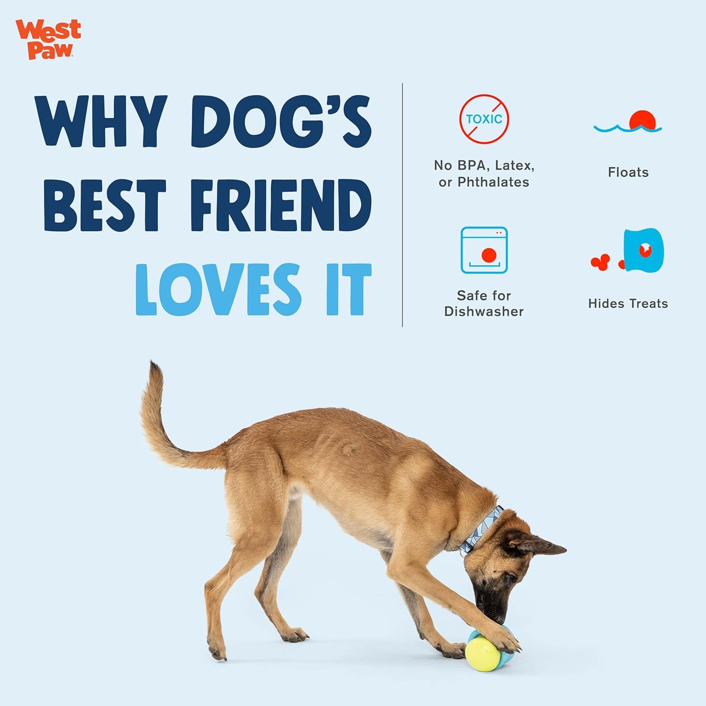 WEST PAW Zogoflex Limited Edition Toppl Treat Dispensing Dog Toy Puzzle – Interactive Chew Toys for Dogs – Dog Toy for Moderate Chewers, Fetch, Catch – Holds Kibble, Treats, X-Large 4.75", Bubblegum