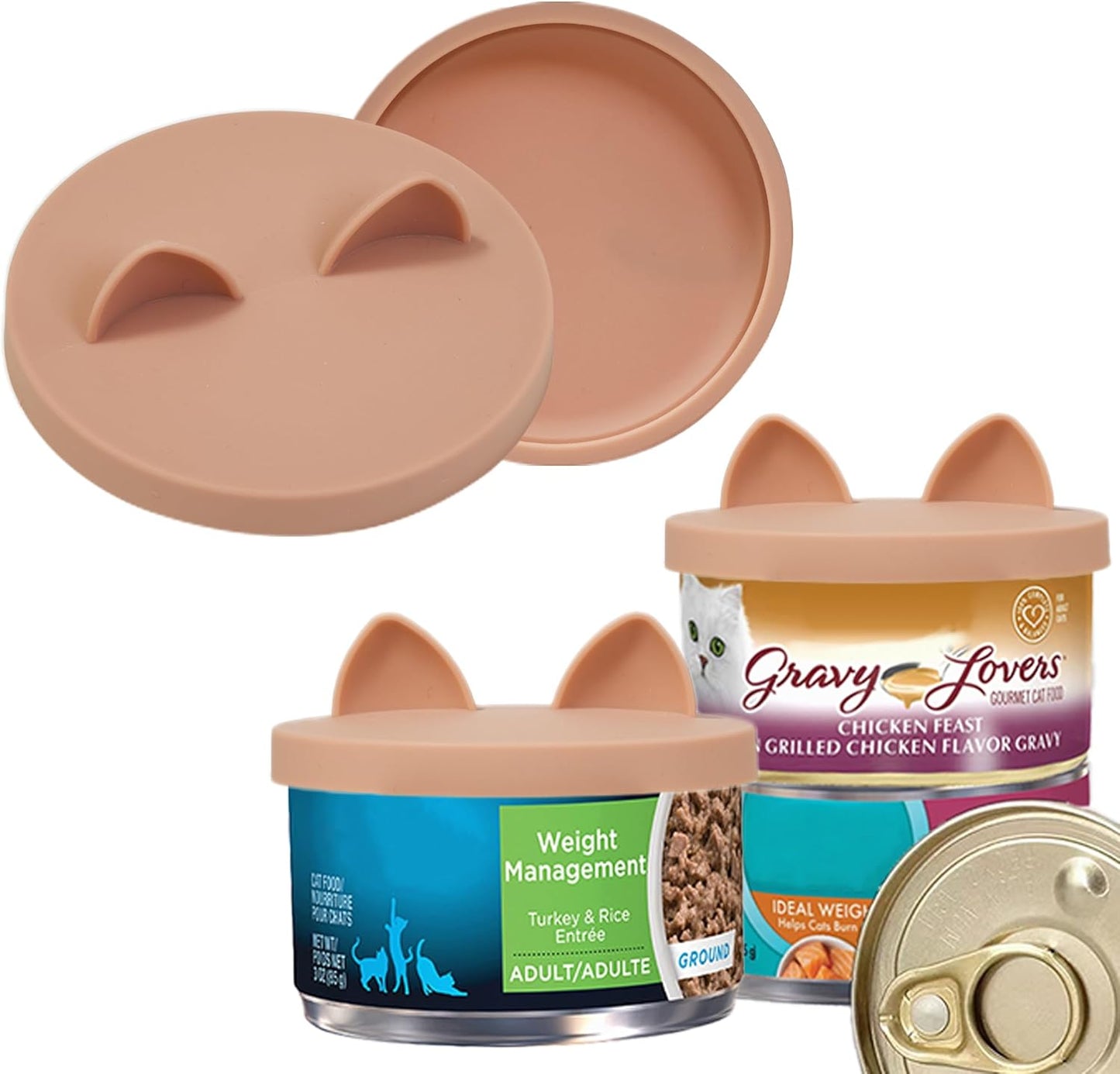 OHMO 2 Pack Cat Food Can Lids, Small Size (3 oz) Silicone Pet Food Can Lids Covers for 3 oz Cat Food Cans