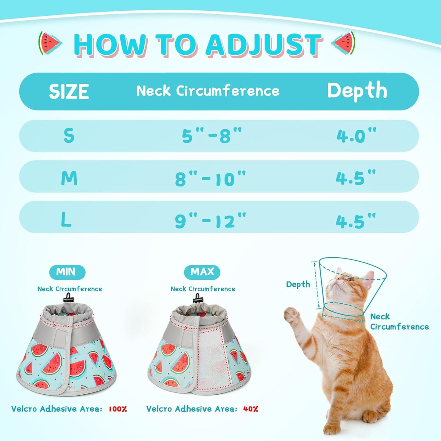 Cat Cone Collar Soft to Stop Licking, Adjustable, Foldable Lightweight Kitten Cones After Surgery Recovery for Cats & Kittens, Cat Cone Alternative (Blue, L)