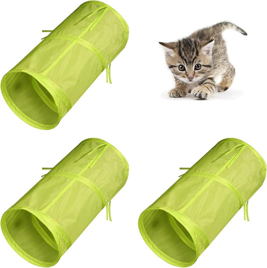 iCAGY Foldable Spiral Cat Tunnel - Indoor Toy for Small Cats, Kittens, and Rabbits - Tube for Interactive Play and Outdoor Fun - Pet Activity Toy Light Green 20" 3 Pcs