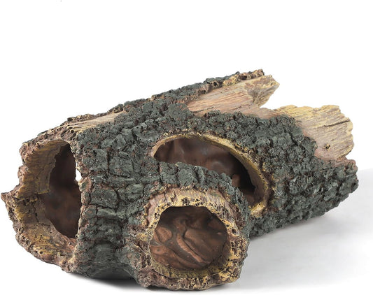 IBWell Aquarium Wood Fish Tank Decorations，Resin Fake Logs Terrarium DÉCor, Reptile Hide Aquarium Hideout for Fish Cave, Small Turtles, to 20 Gallon Tank