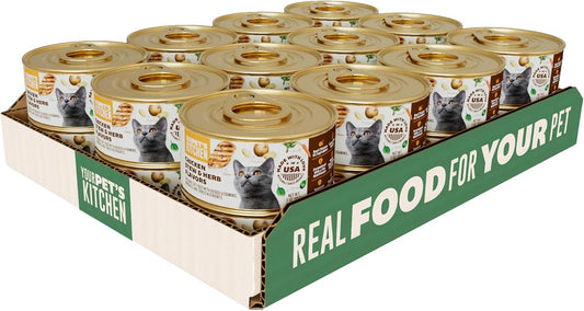 YOUR PET'S KITCHEN Canned Wet Cat Food, Chicken Stew & Herb Flavors - 3 oz Cans (Pack of 24), Made in The USA with Real Chicken