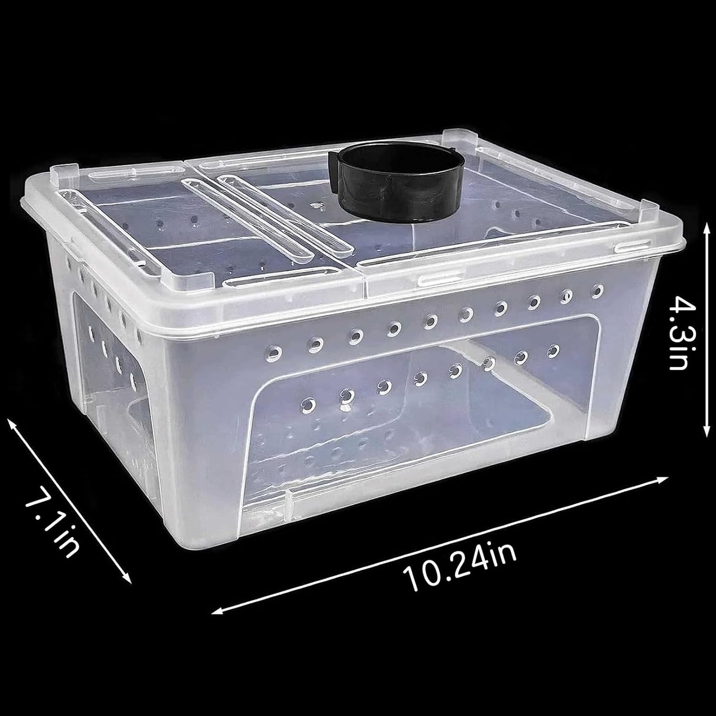 kathson 2PCS Reptile Feeding Box Portable Small Snake Terrarium Habitat Mini Pet Breeding Cage Hatching Container Transparent Gecko Houses for Small Frog Tarantula Spider Scorpion (White)