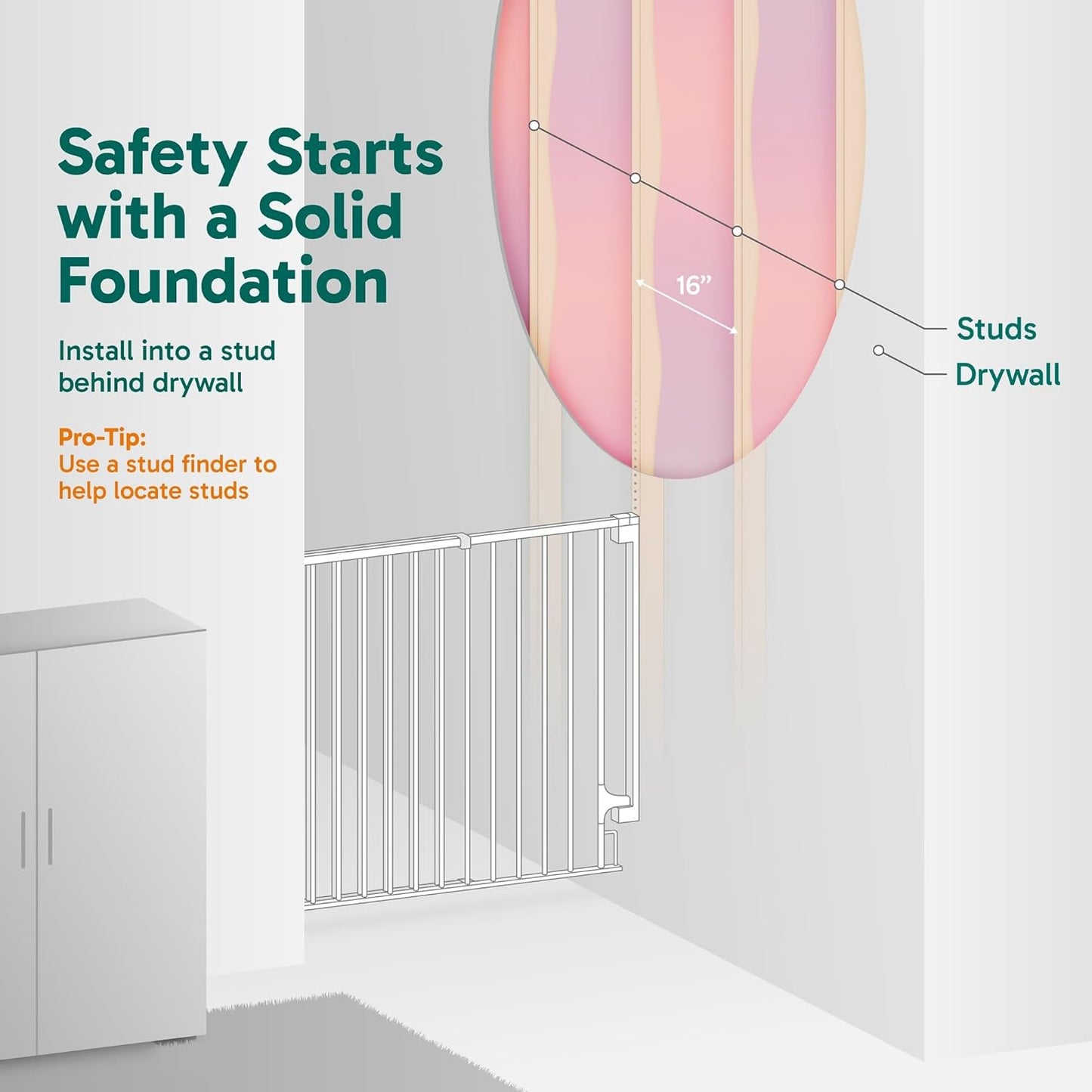 Cumbor 31.6-48" No Bottom Bar Baby Gate for Stairs, 2-in-1 Auto Close Dog Gate Indoor, Hardware Mounted Pet Gate for Doorways with Large Walk Thru Door, Child-Proof Safety Gate for Kids (Black)