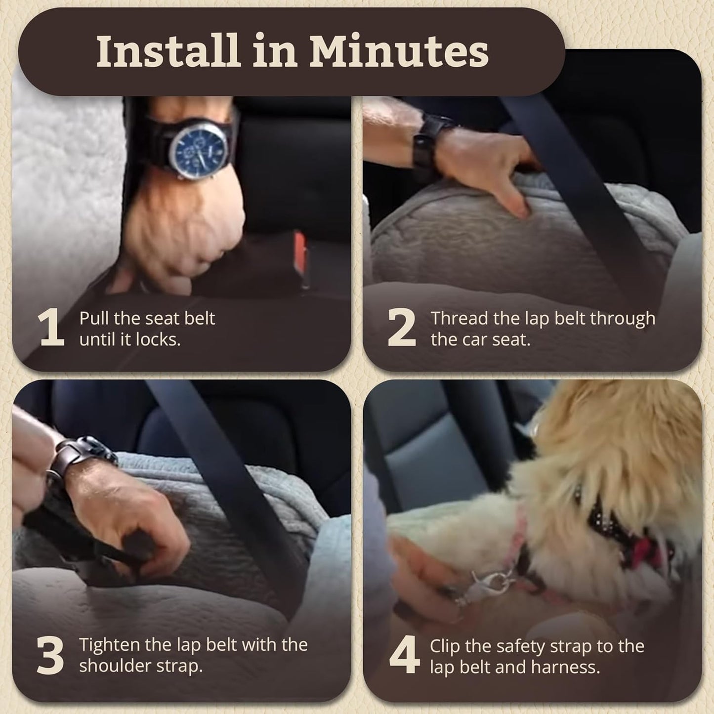 Snoozer Lookout I Dog Car Seat - Small Dog and Puppy Car Seat, Booster Bed for Small & Medium Size Pets up to 25 Lbs, Sherpa Lining, Elevated, Washable, Safe for Travel - Medium, Stone Diamond