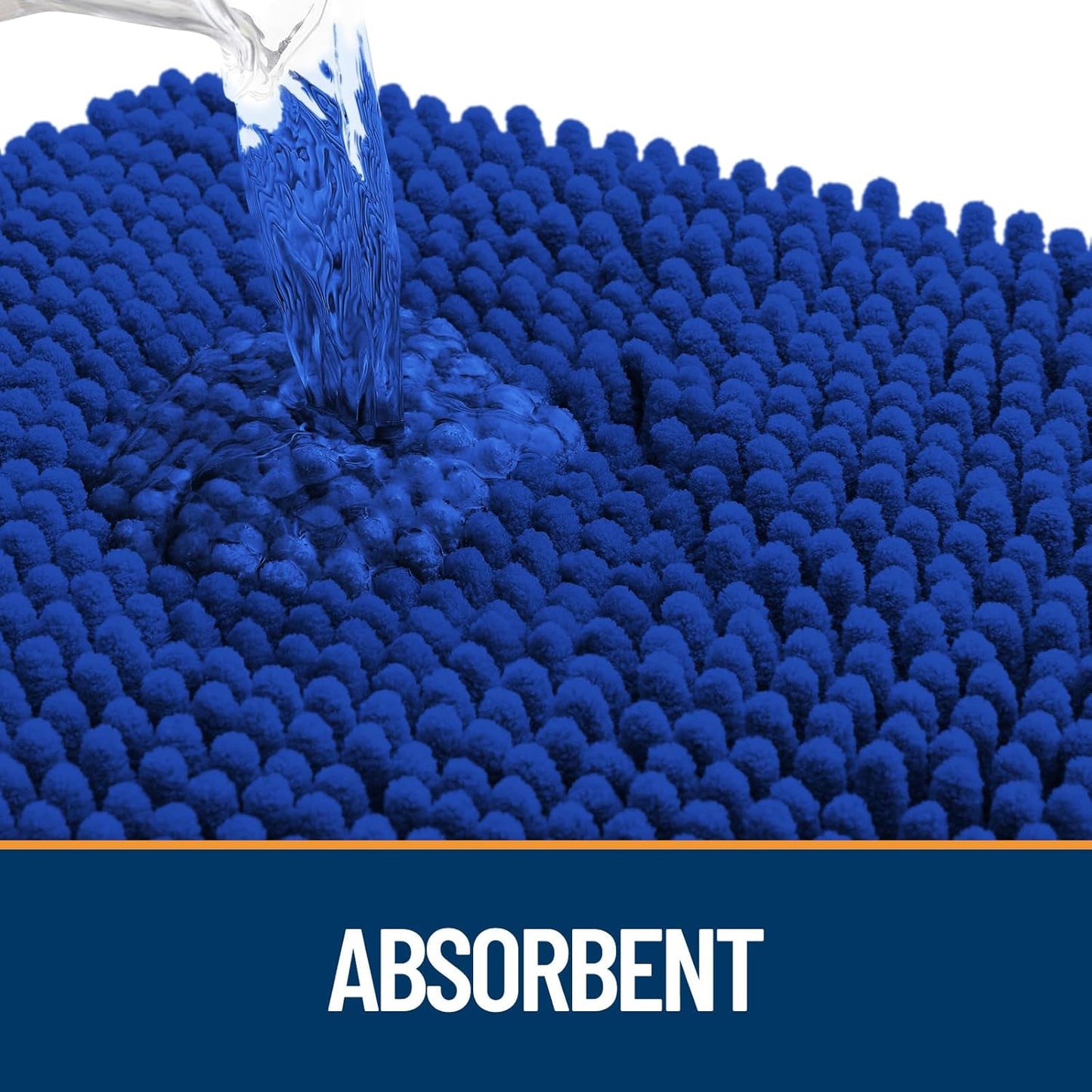 OLANLY Dog Door Mat for Muddy Paws 59x24, Absorbs Moisture and Dirt, Absorbent Non-Slip Washable Doormat, Quick Dry Chenille Mud Mat for Dogs, Entry Indoor Entryway Carpet for Inside Floor, Royal Blue