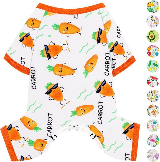Dog Pajamas Pjs Spring Summer Dog Clothes for Small Dogs Girl - Boy - Small Size Dogs, Soft Stretchy Puppy Clothes Doggie Onesies Clothing Cat Pet Jammies Outfit Appeal, Carrot