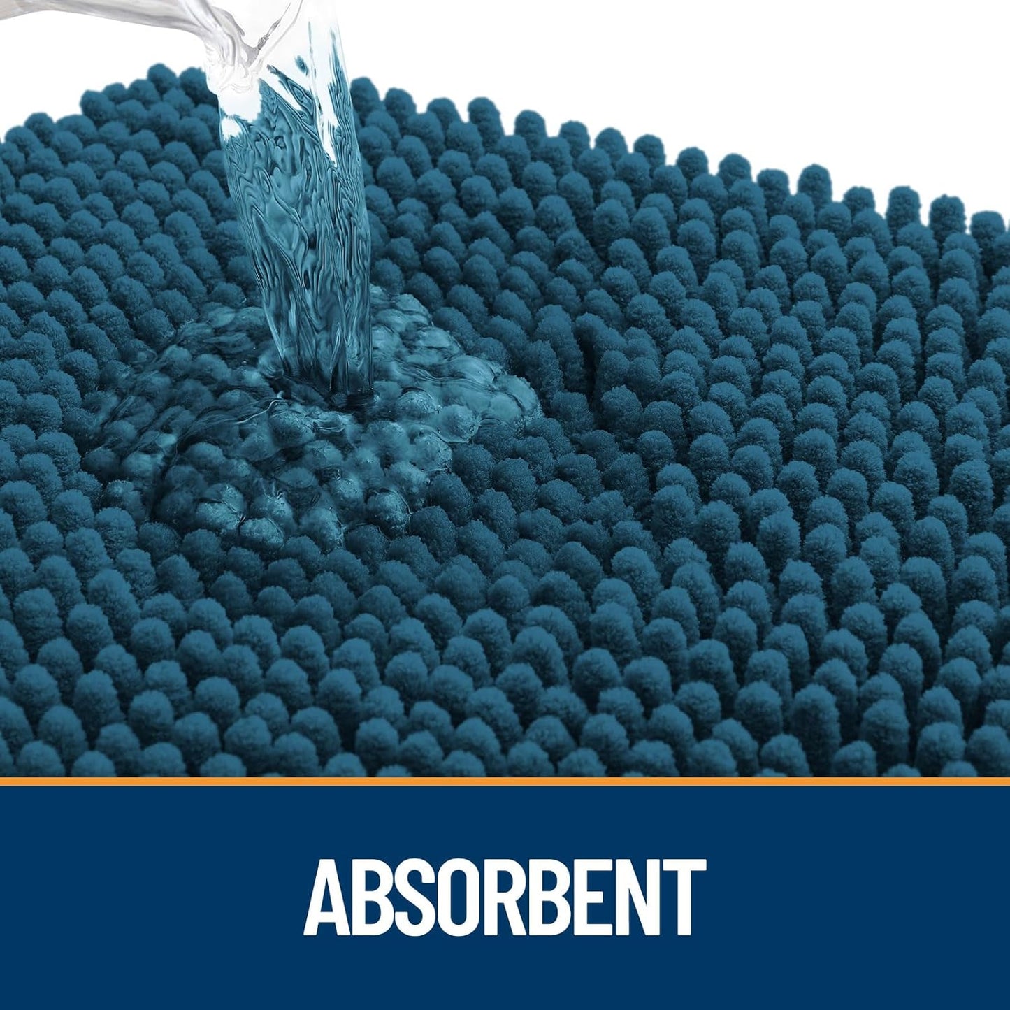 OLANLY Door Mat for Muddy Dog Paws 30x20, Absorbent Chenille Mud Doormat with Paw Print Design, Non-Slip Washable Doormat for Indoor Entryway, Quick-Dry Pet Bed Mats for Dirty Dogs, Atlantic Blue