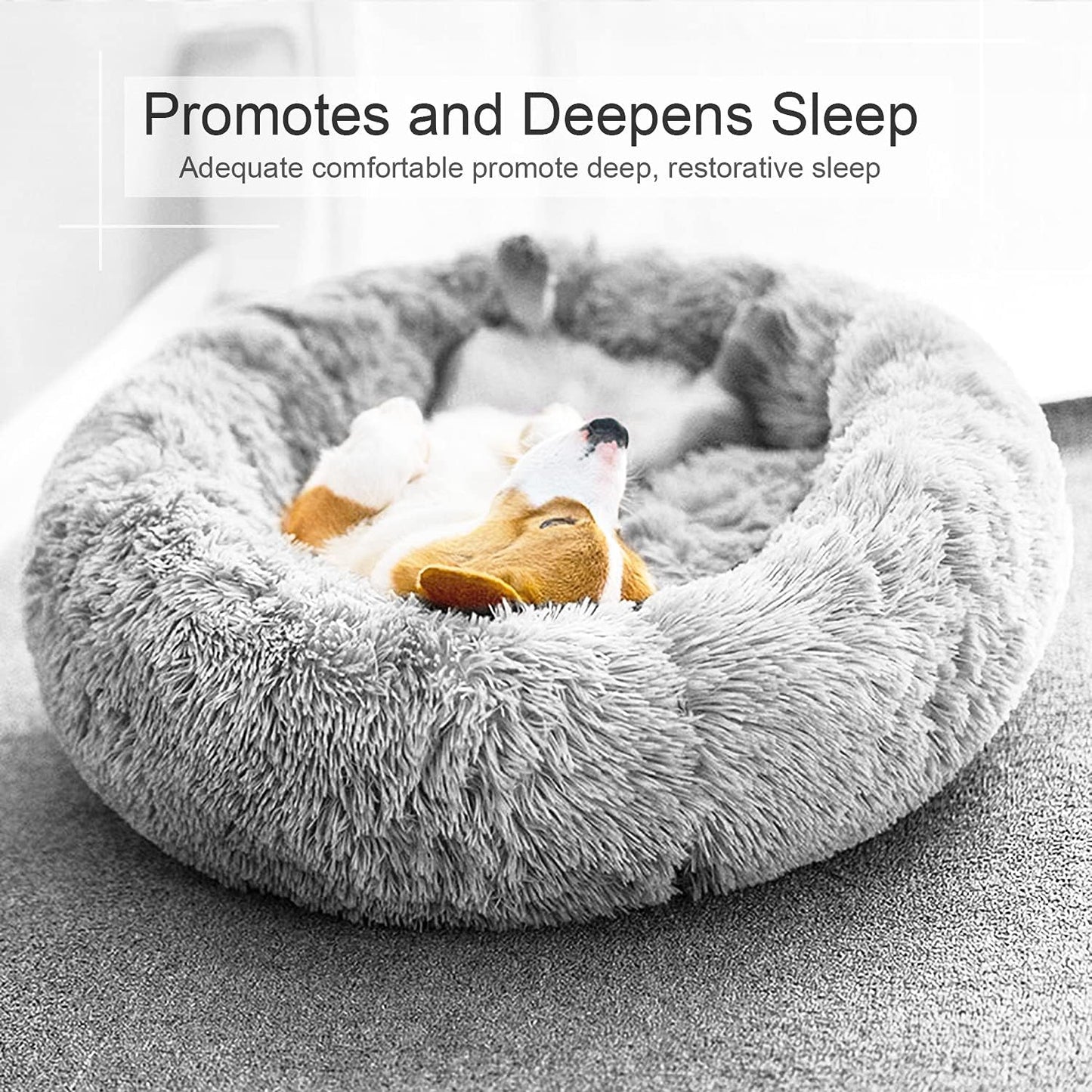 DogBaby Dog Bed, Anti-Anxiety Donut Cuddler Warming Cozy Soft Round Bed, Fluffy Calming Dog Beds for Small Dogs Cats, Washable Pet Bed
