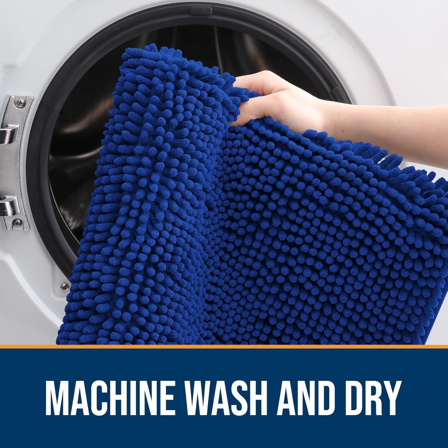 OLANLY Dog Door Mat for Muddy Paws 40x32, Absorbs Moisture and Dirt, Absorbent Non-Slip Washable Doormat, Quick Dry Chenille Mud Mat for Dogs, Entry Indoor Entryway Carpet for Inside Floor, Royal Blue