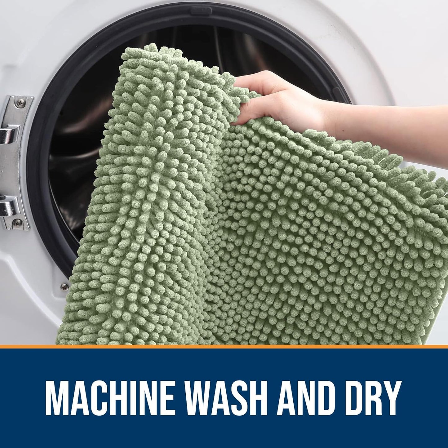 OLANLY Dog Door Mat for Muddy Paws 47x24, Absorbs Moisture and Dirt, Absorbent Non-Slip Washable Doormat, Quick Dry Chenille Mud Mat for Dogs, Entry Indoor Entryway Carpet for Inside Floor, Sage Green