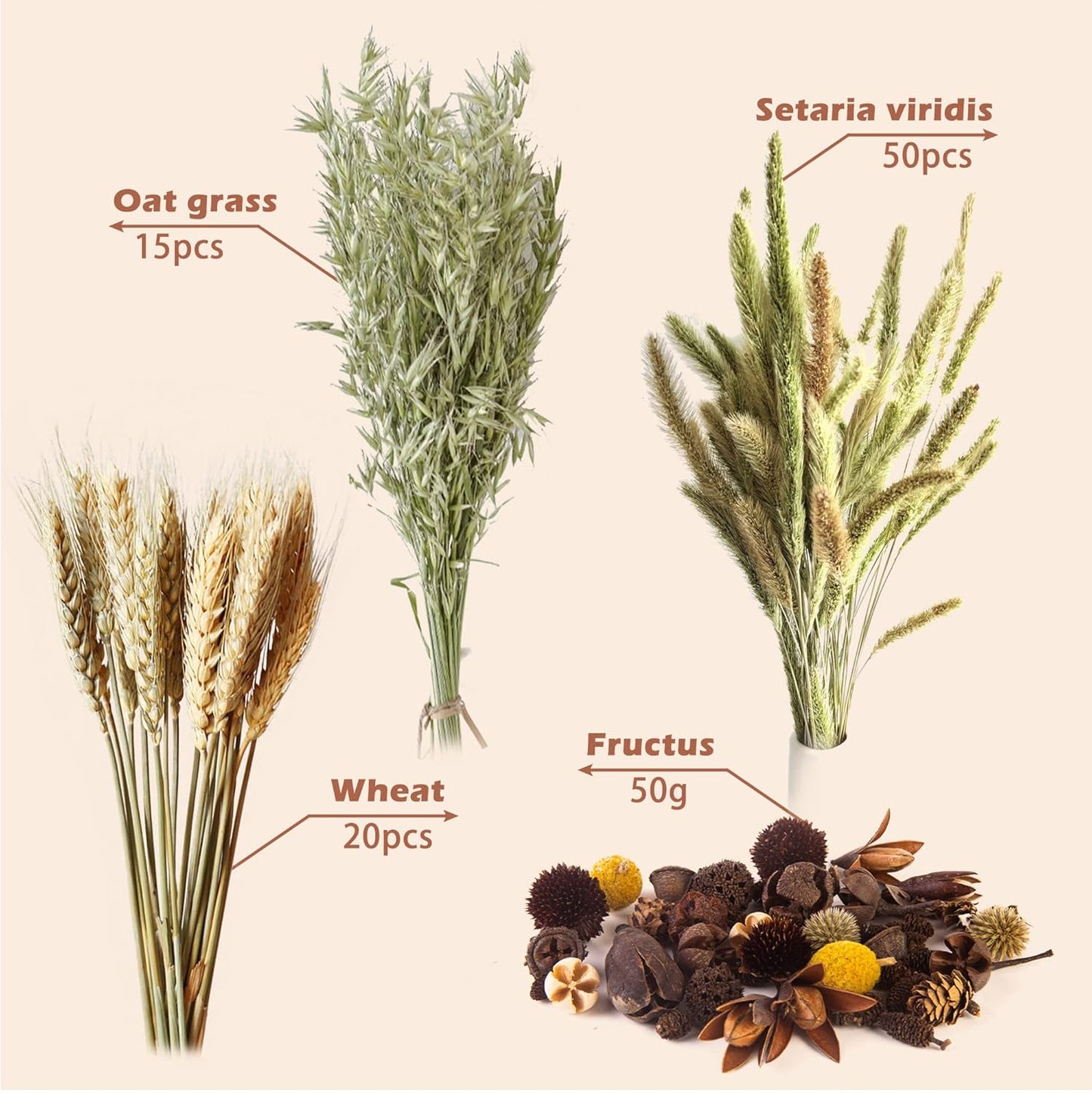 Natural Ear of Grain Flower&Herb Bedding Mate Habitat Decor, Adding Fun Hamster Accessories for Hamsters Gerbils Lemming