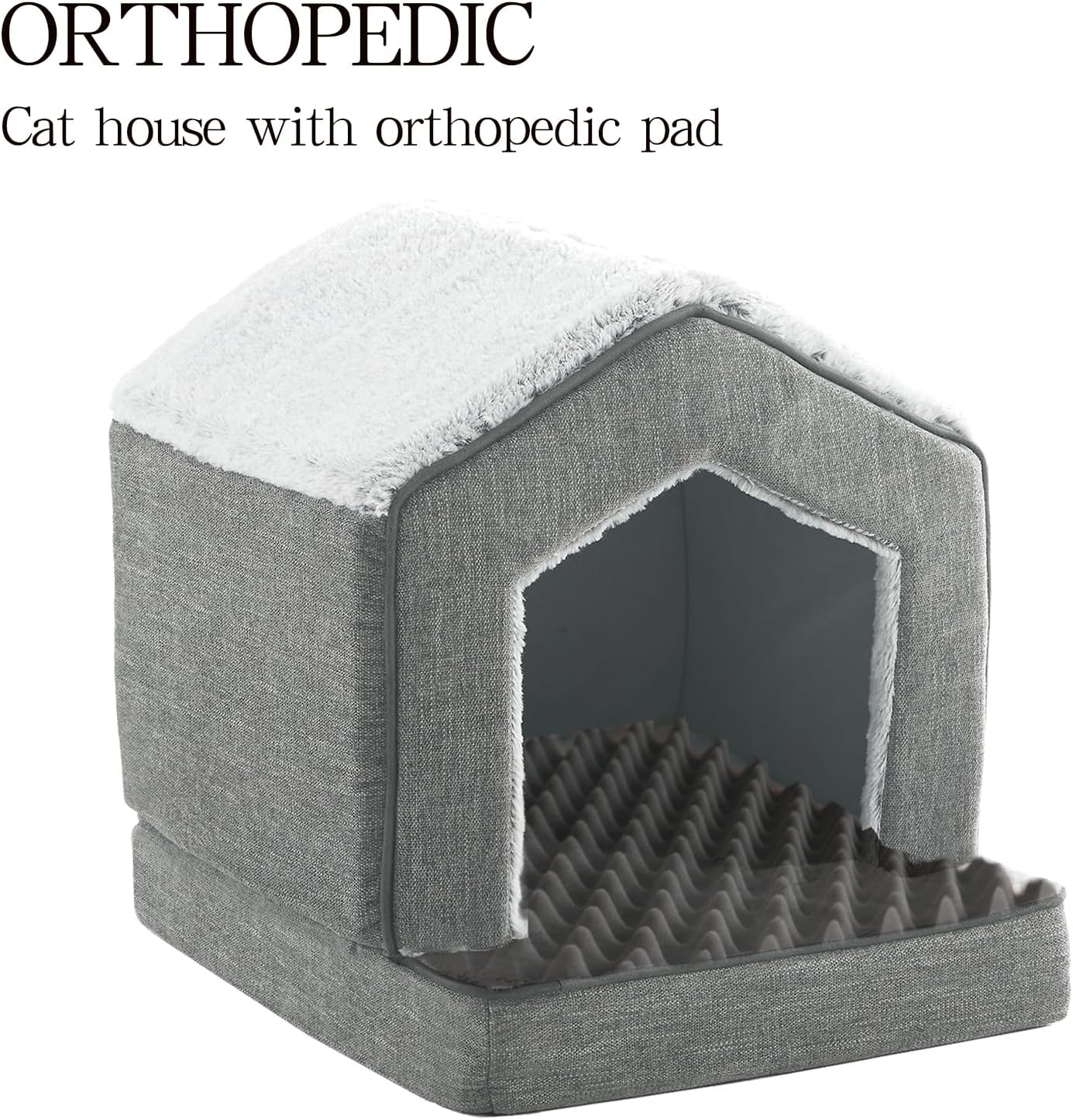 Orthopedic Cat Houses for Indoor Cats,Small Dogs,Super Soft Cat Bed Cave,Condos, Cubes,Cat Hideaway,Covered,Cat Bed for Kitty Small Medium Large Pet (Gray, 18" L x 15" W x 17" Th)