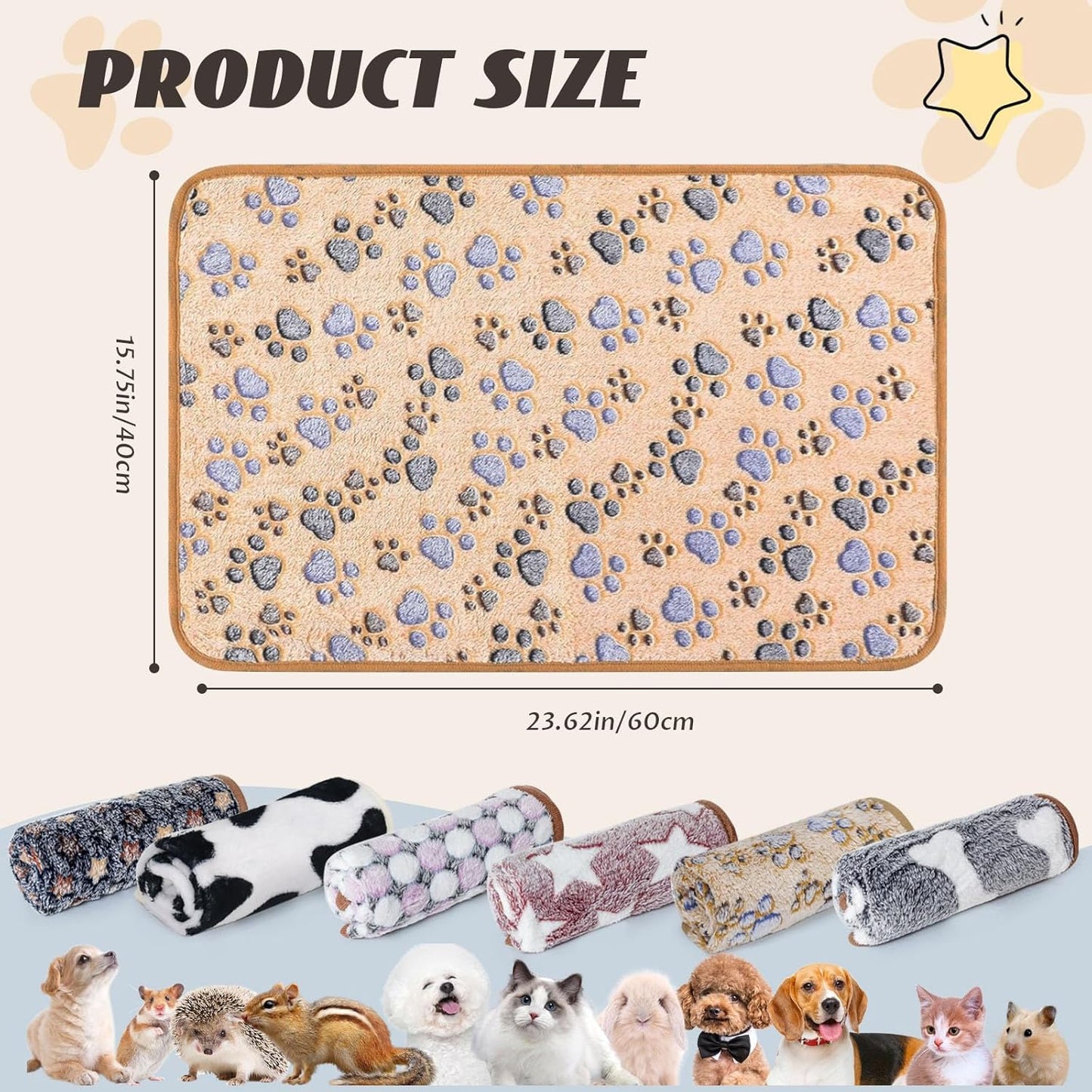 6 Pcs Absorbent Guinea Pig Blankets Washable Small Animal Fleece Bedding Cage Liners Reusable Pet Pee Pad Sleep Mat Pad Cover for Hamster Ferret Rabbit Chinchilla Hedgehog (16"x24")