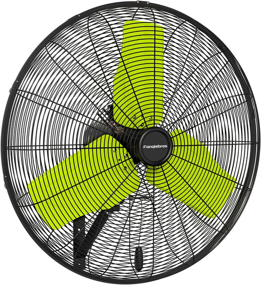 Pro 9500 CFM 24" Outdoor IP44 Waterproof Wall Mount Fan, 3-Speed Oscillating Metal Fans with Enclosure Motor, Heavy Duty Wall Fan for Patio, Warehouse, Garage, and Jobsite