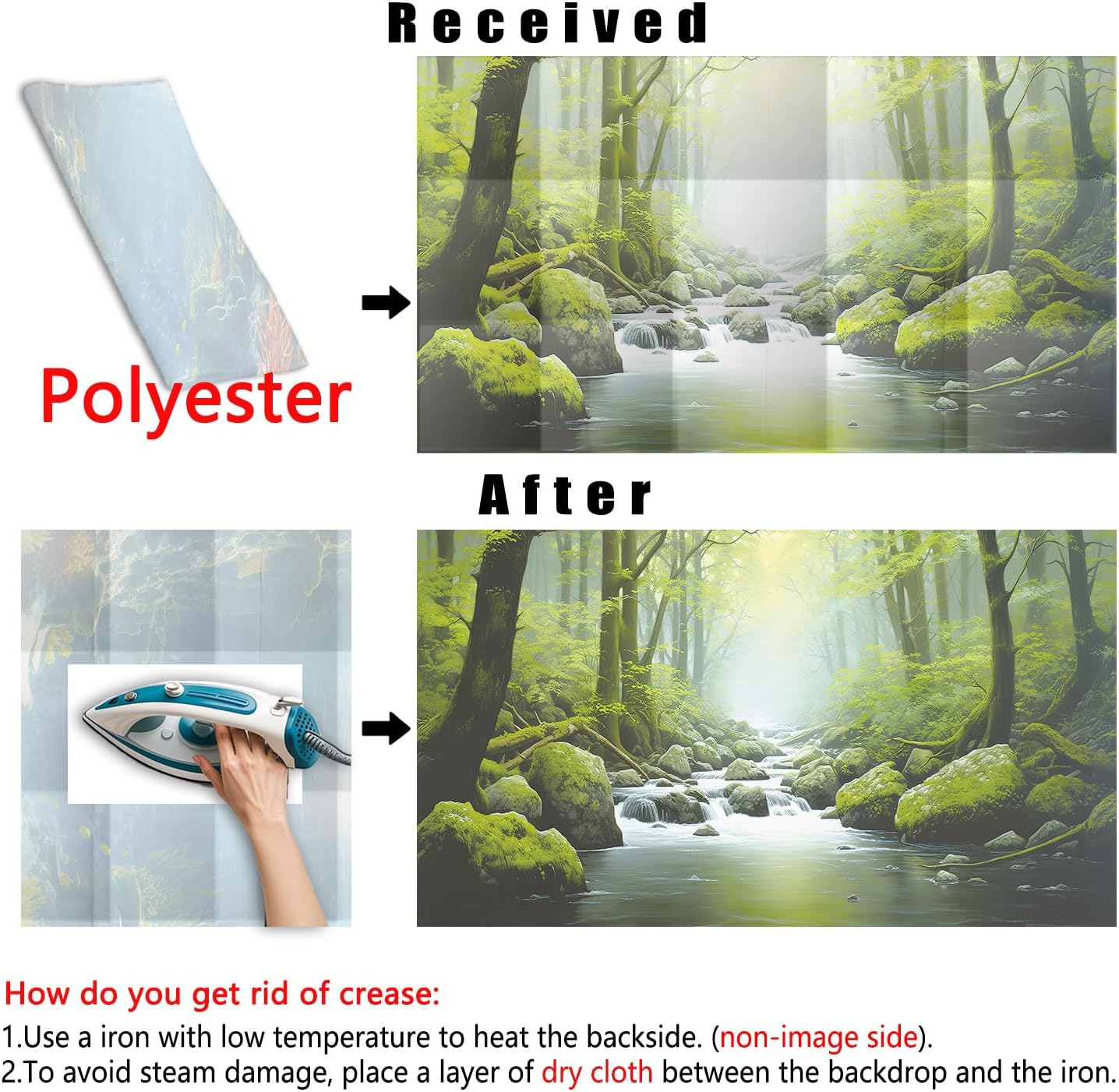 36X18IN Tropical Forest Terrarium Background, Natural Green Forest Tree Reptile Habitat Background, Misty Rainforest Aquarium Background, with 8 EVA Double-Sided Tape