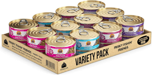 Weruva Classic Cat Food, Variety Pack, Frisky Fishin' Friends Wet Cat Food, 5.5oz Cans (Pack of 24)