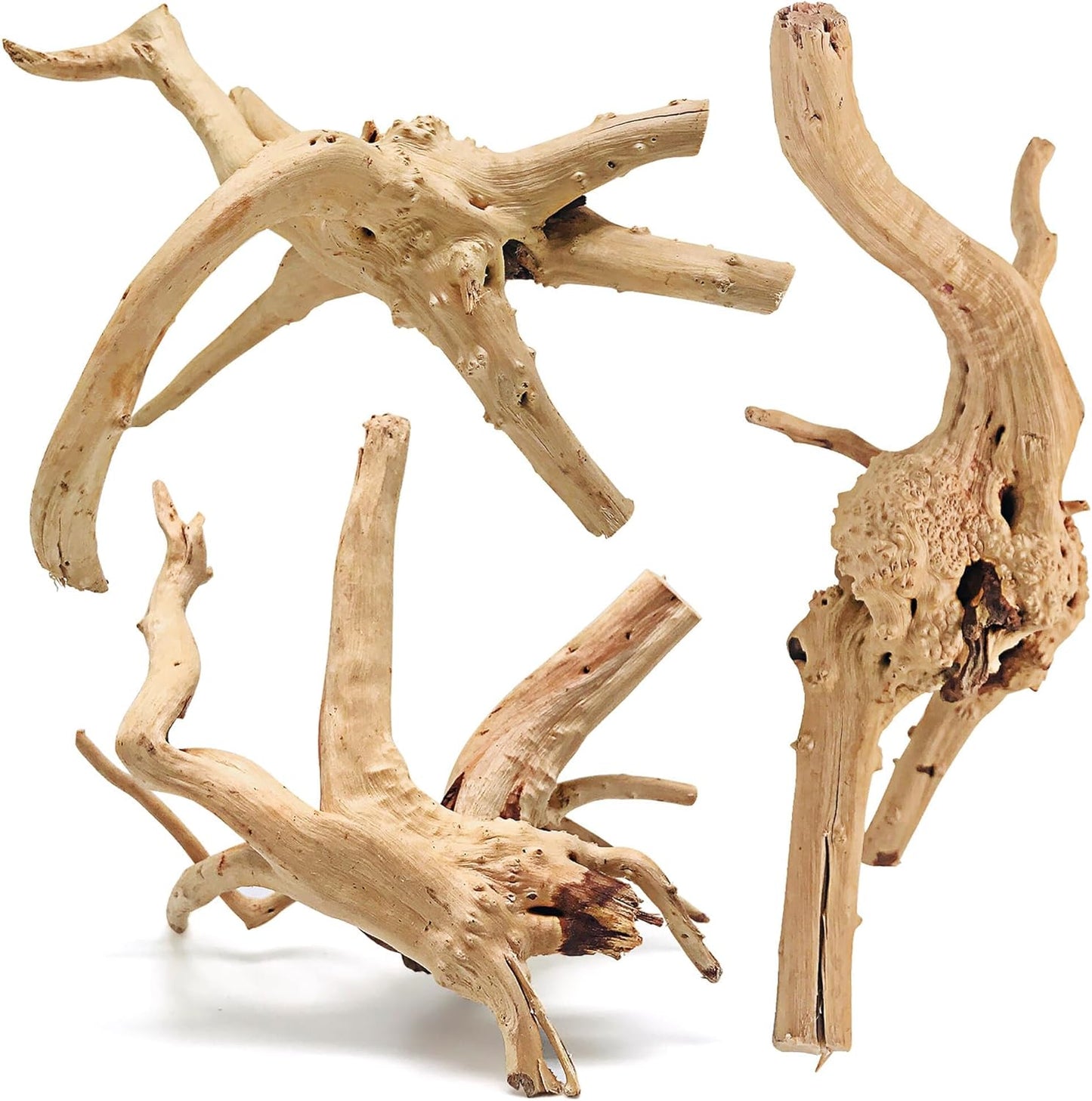 WDEFUN Natural Spiderwood for Aquarium Decor 3-Piece 7''-11'' Long Natural Driftwood Branches for Fish Tank Decorations