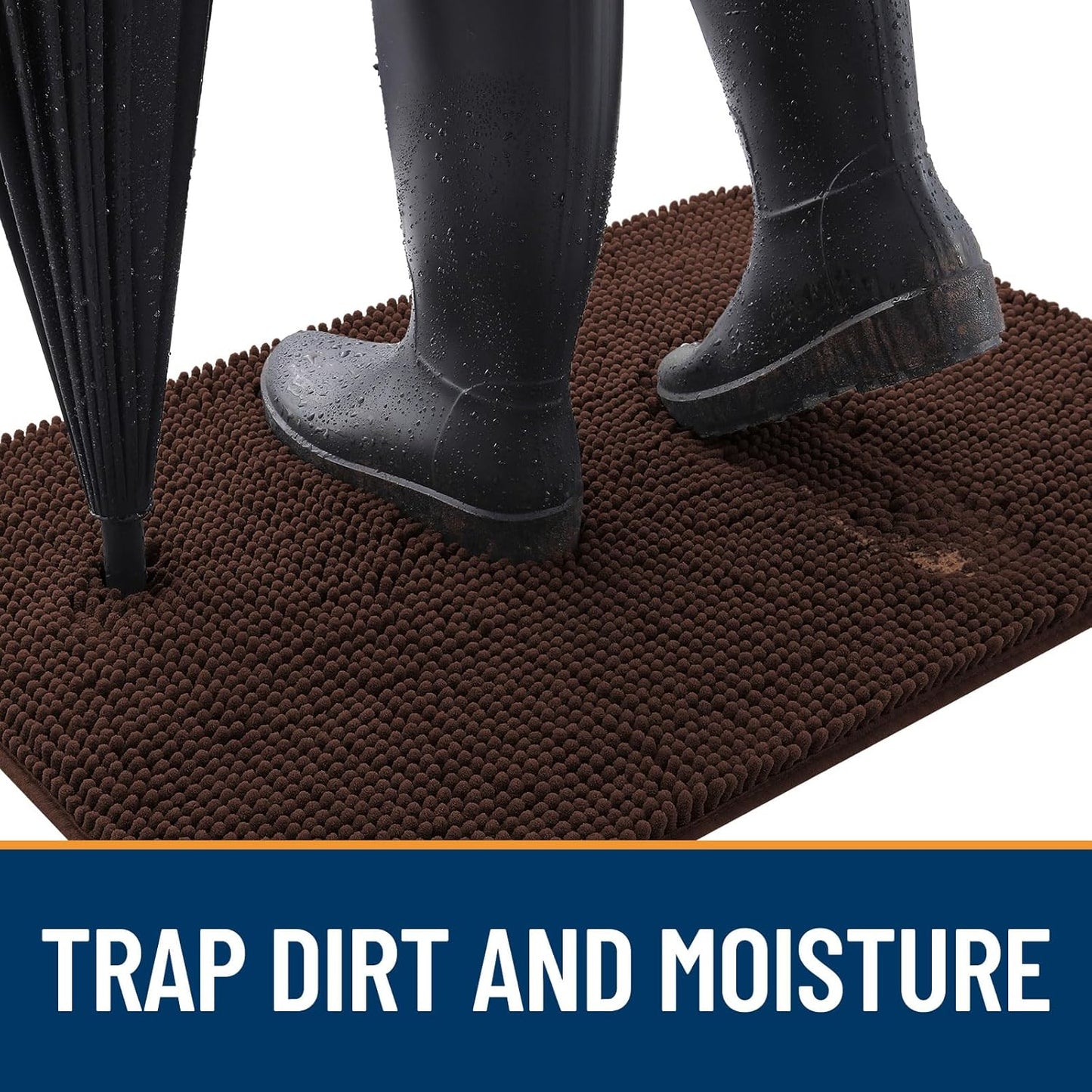 OLANLY Dog Door Mat for Muddy Paws 30x20, Absorbs Moisture and Dirt, Absorbent Non-Slip Washable Doormat, Quick Dry Chenille Mud Mat for Dogs, Entry Indoor Entryway Carpet for Inside Floor, Brown