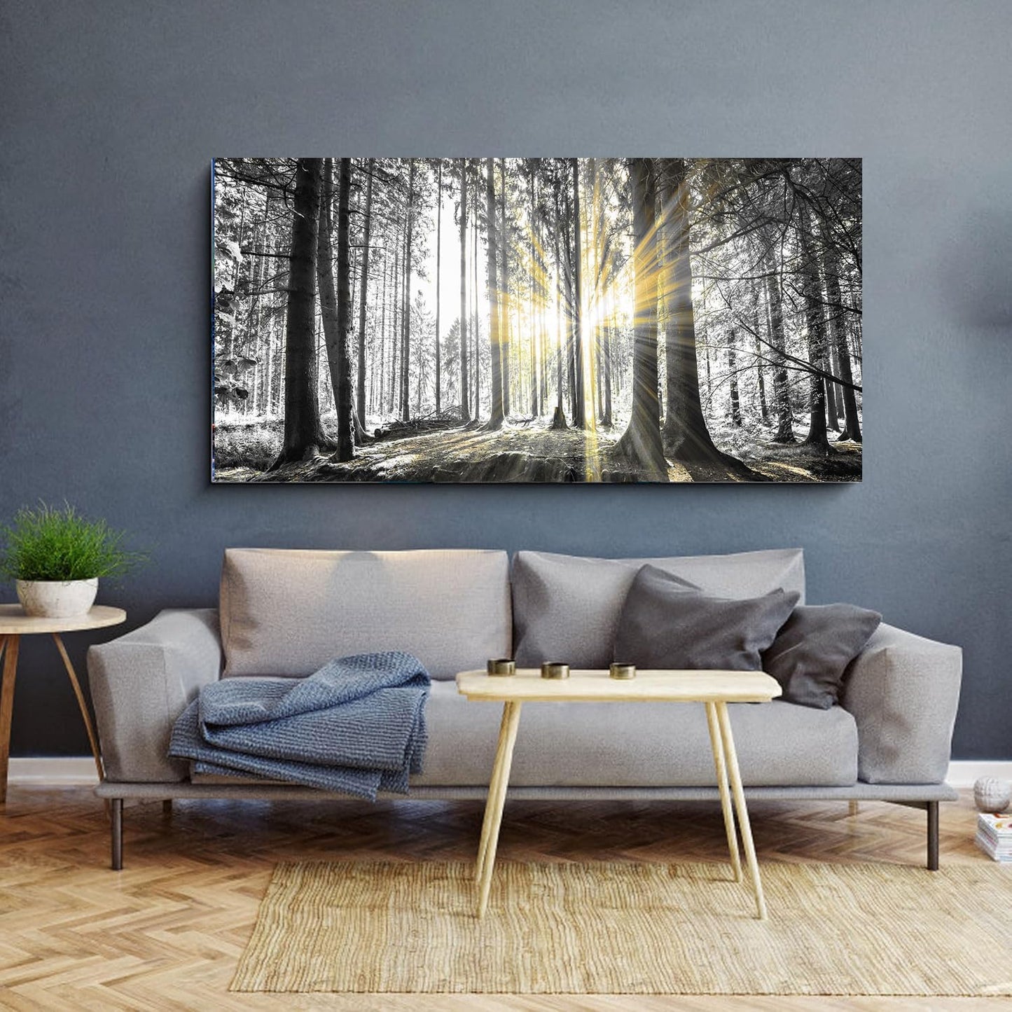 Yxbhhym-Large Canvas Wall Art Decor Black and White Wall Art Forest Artwork Landscape Picture Trees Poster Painting Nature Scenery Prints Art Living Room Wall Decor Bedroom Home Office Decorations