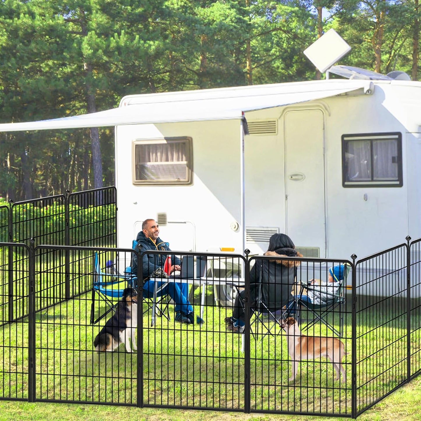 Dog Playpen 40 inch 10 Panels Indoor Dog Pen for Large/Medium/Small Dogs Heavy Duty Metal Dog Fence Outdoor for Yard, Puppy Playpen with Door Portable Pet Fence for RV Camping Yard
