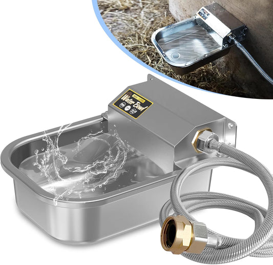 Automatic Water Dispenser for Dogs, 101oz Outdoor Dog Water Bowl, 304 Stainless Steel Water Feeder for Small to Large Pets, Large Livestock Waterer, Anti-Tipping, Water Auto-Fill, Easy to Clean