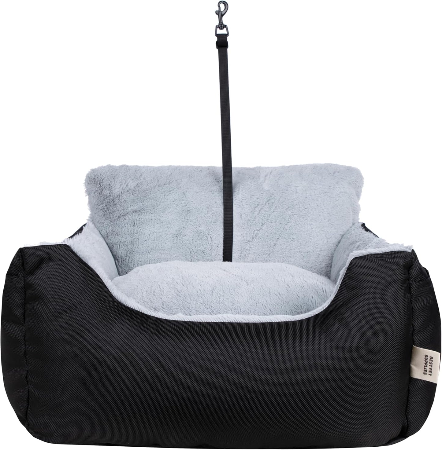 Best Pet Supplies Dog Pet Booster Seat, Dog Car Seats for Small Dogs & Medium Dogs, Soft Plush Cushion with Comfortable Bedding, Secure Straps, and Tall Pillow, Black