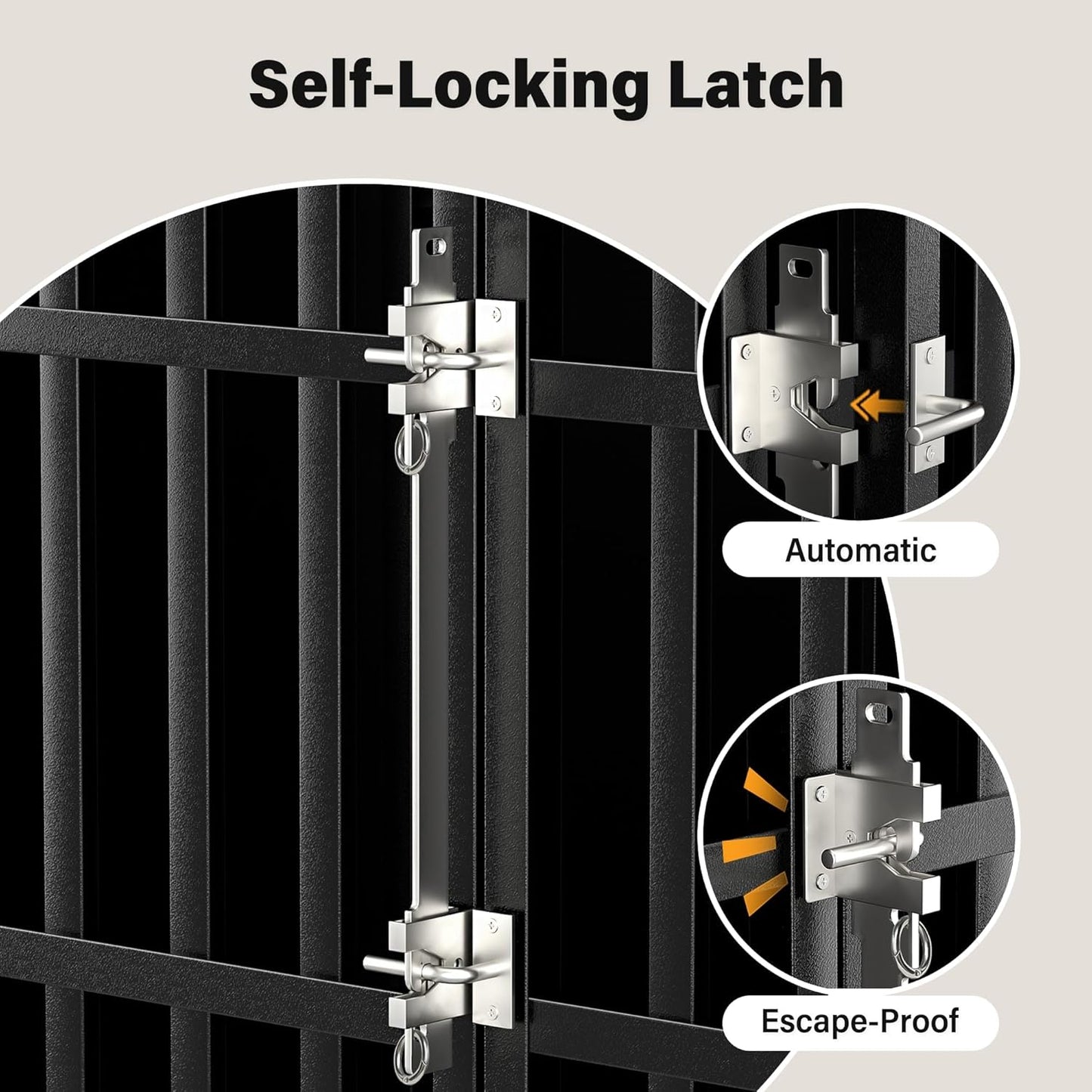 48 inch Heavy Duty Dog Crate with Self-Locking Latch, Indestructible Large Steel Kennel with Enclosed Design, Escape-Proof and Chew-Proof Pet Cage for High Anxiety Dogs