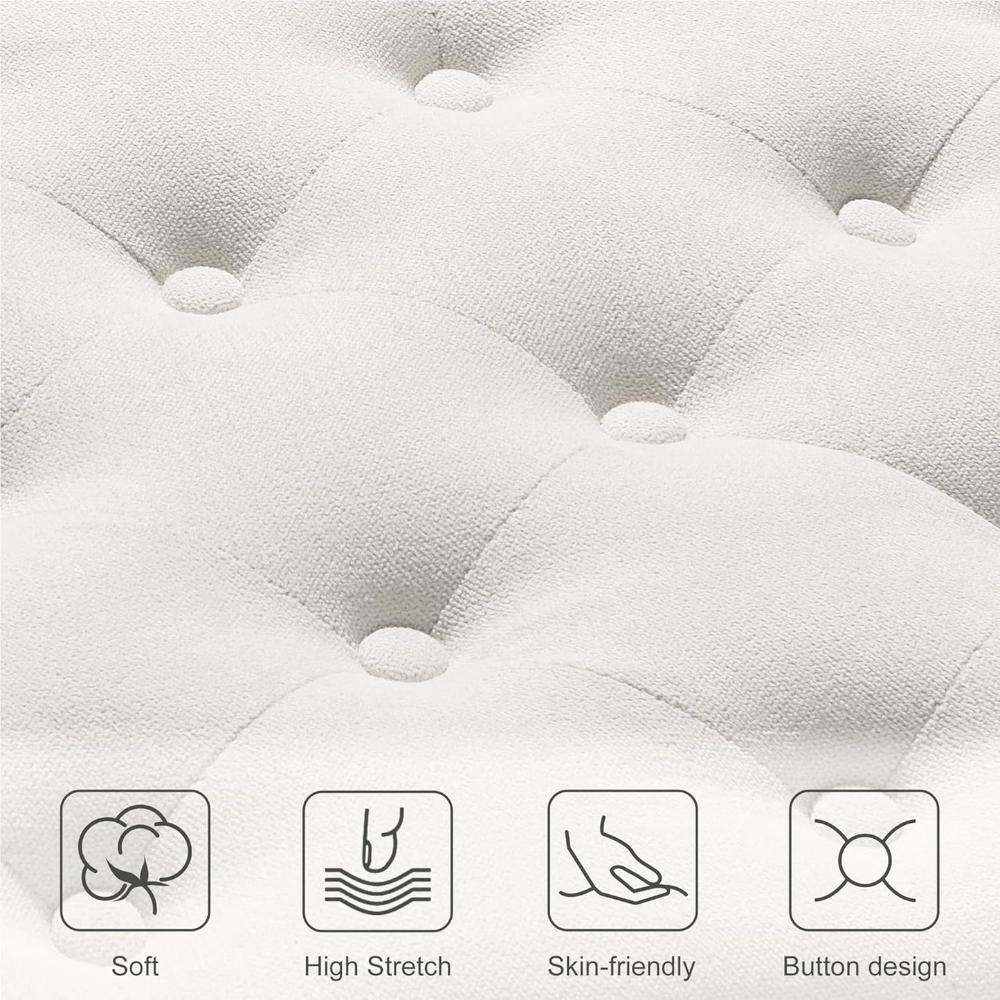 Ottoman with Storage,50.2-inch Upholstered End of Bed Storage Bench for Bedroom,for The Living Room,for Entryway, with Rivets & Button and Safety Hinges,Detachable (White)