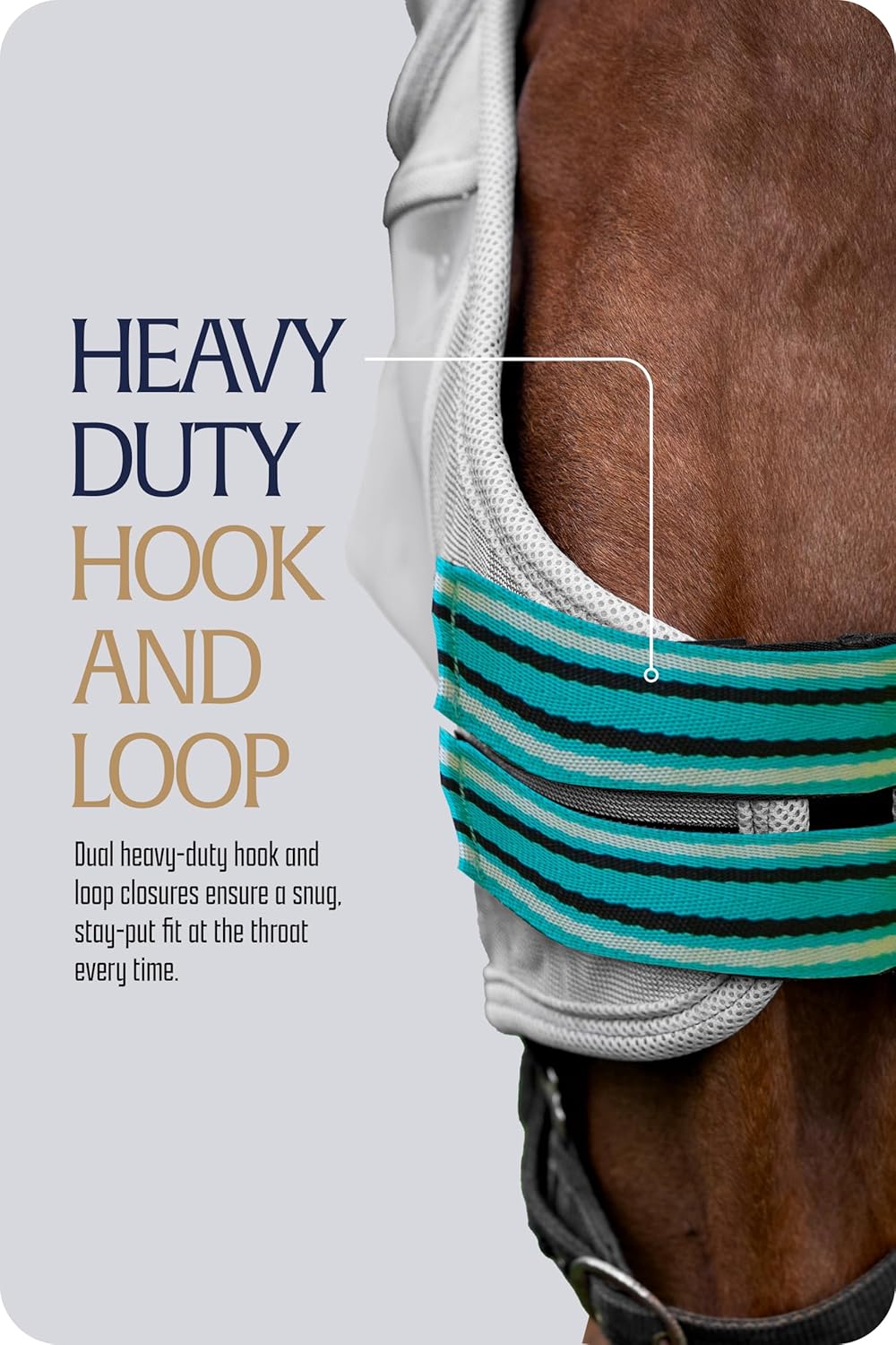 Equinavia Algard Soft Mesh Horse Fly Mask with Ear Protection and 45 UPF Rating | No Eye Irritation & UV Protection - Silver/Turquoise - Warmblood