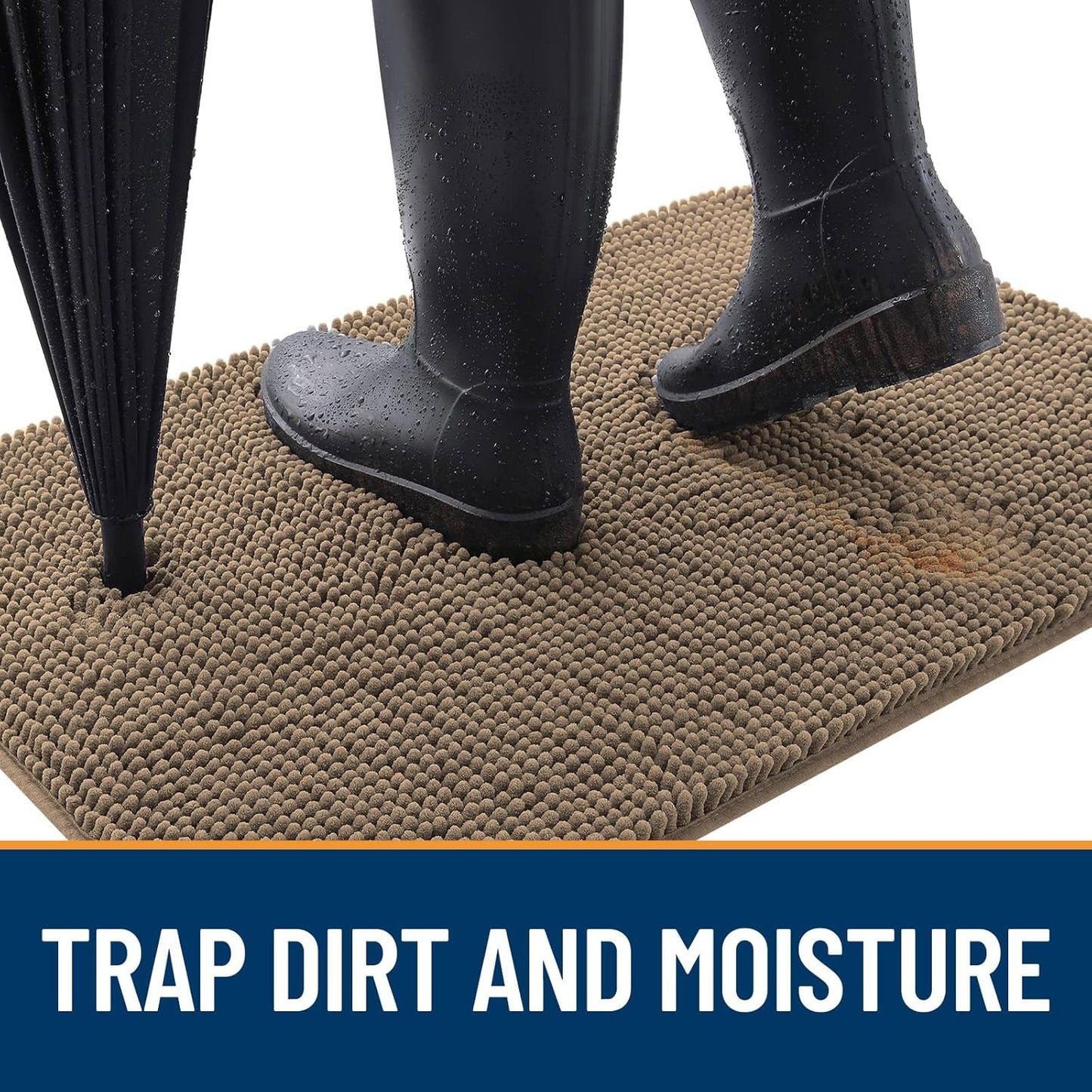 OLANLY Dog Door Mat for Muddy Paws 40x32, Absorbs Moisture and Dirt, Absorbent Non-Slip Washable Doormat, Quick Dry Chenille Mud Mat for Dogs, Entry Indoor Entryway Carpet for Inside Floor, Tan