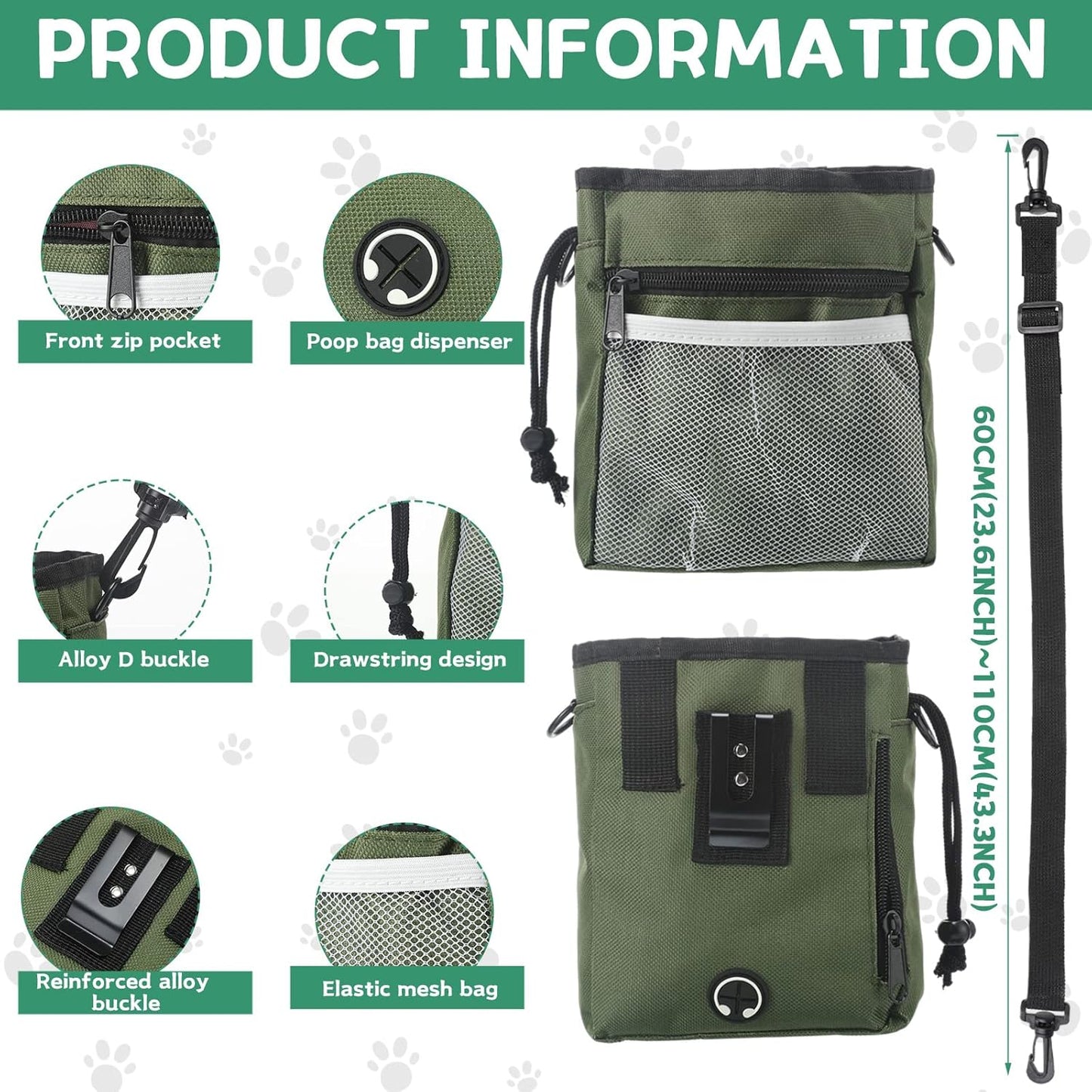 Hillban 12 Pcs Dog Treat Training Pouch Dog Treat Bag with Waist Shoulder Strap Bulk 6 Colors Convenient Pouch 3 Ways to Wear Drawstring Closure Holder for Treats Kibbles