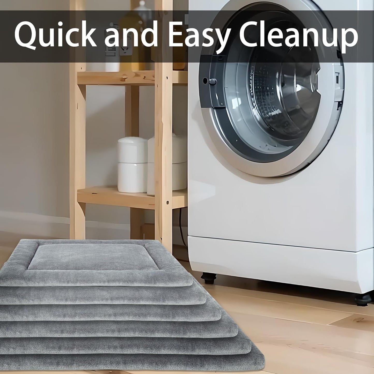 KHONSU PET Dog Bed Mat for Crate 1.1in Slim Cooling Pad Reversible Flannel & Waterproof Canva for Dogs up to 45 lbs