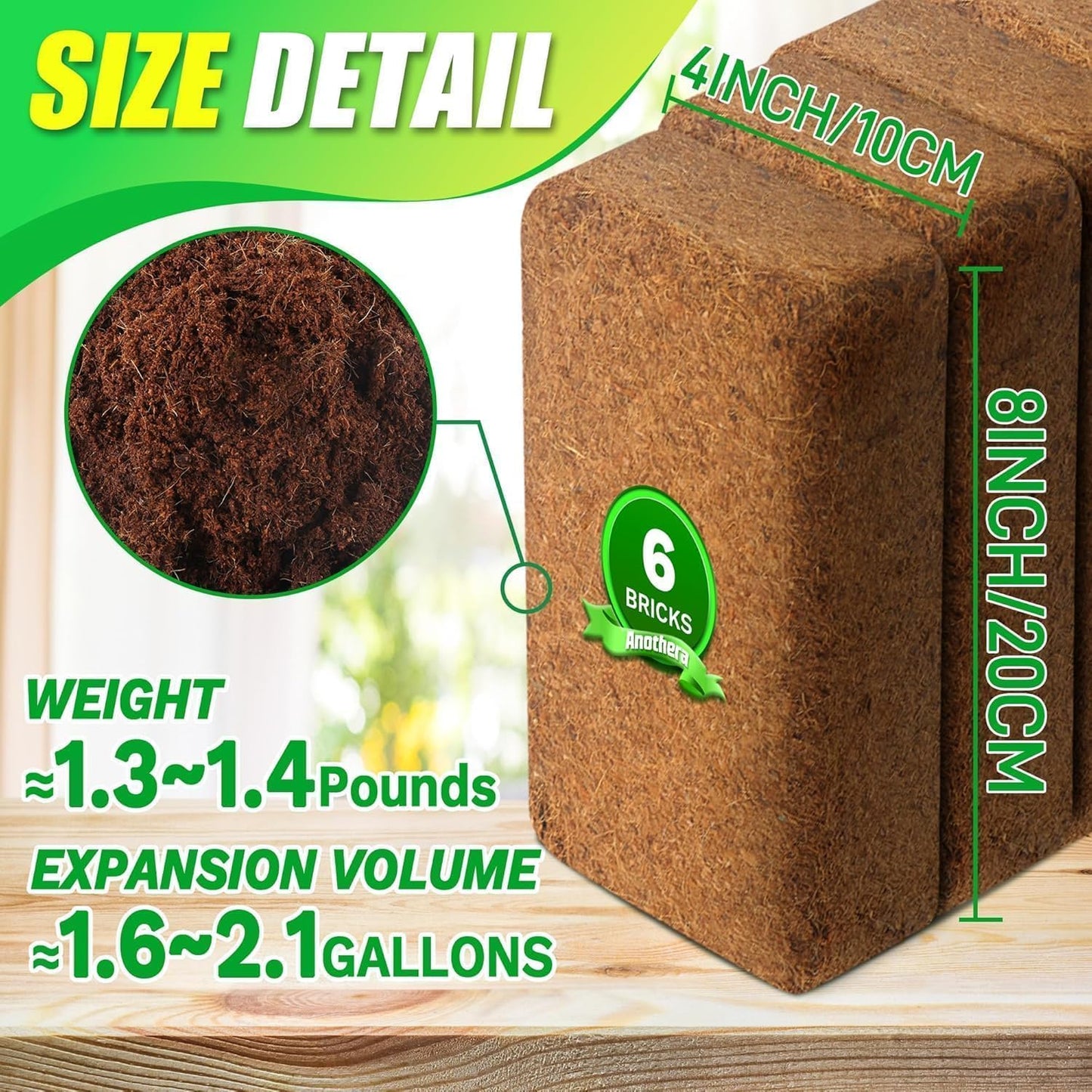 Coco Coir Brick for Plants-4 Pack Premium Coconut Bricks, 100% Organic Peat Moss, Fiber Coconut Husk for Planting, Gardening, Potting Soil Substrate