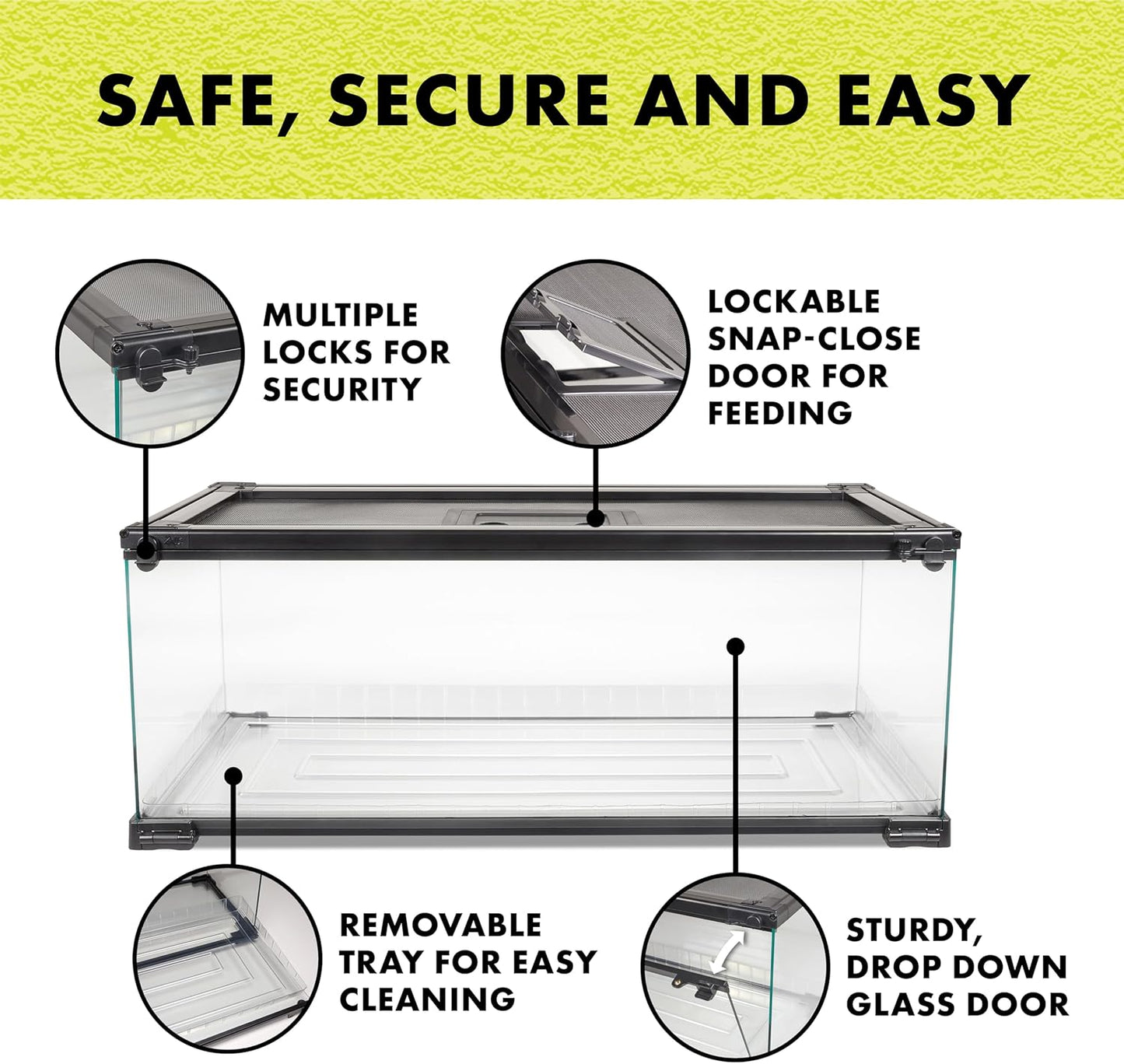 Zilla QuickBuild Reptile 20 Gallon Glass Terrarium Habitat with Bedding Tray For Geckos, Snakes, Lizards, Frogs, Turtles, and Tortoises, 30" x 12" x 12"