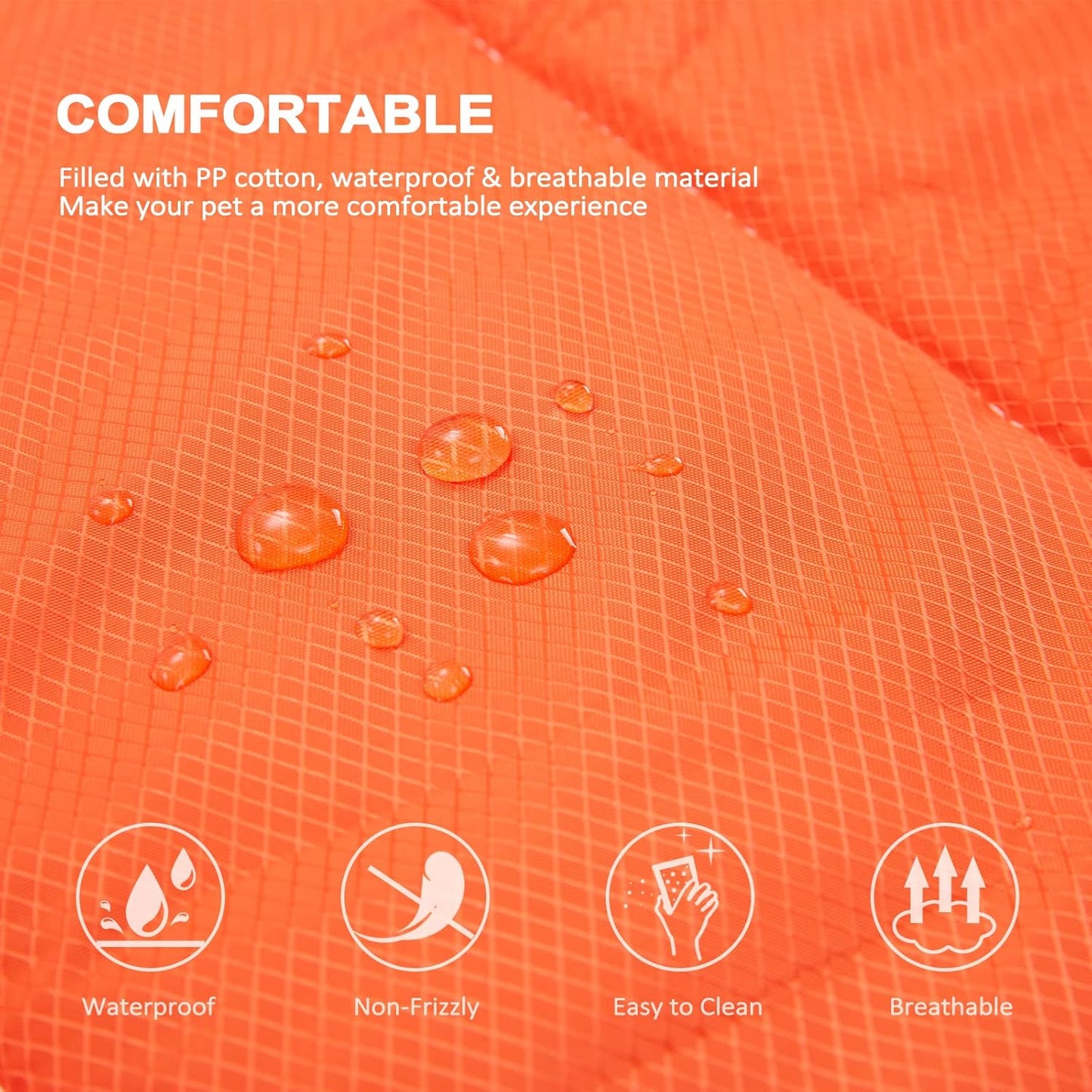 BDEUS 43x25In Large Size Outdoor Dog Bed, Waterproof & Portable Camping Travel Pet Mat, Easy to Clean, Washable Odor Resistant Pet Cooling Pad (Orange)
