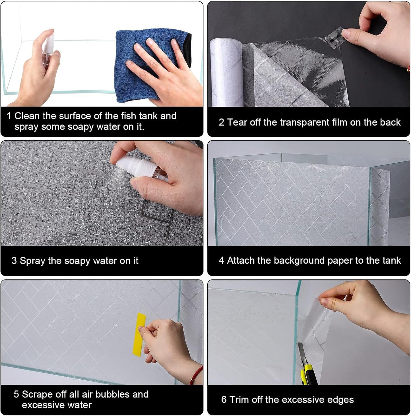 Aquarium Background Paper Decor Fish Tank Backdrop Wallpaper Electrostatic Adhesive, No Glue, Easy to Install, Reusable (19.7”H×59.1" L, Grid Transparent)