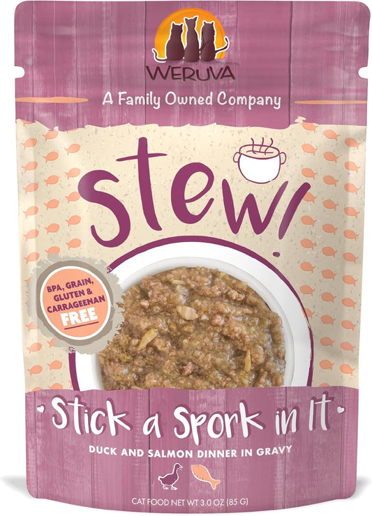 Weruva Classic Cat Stews, Stick A Spork in It with Duck & Salmon in Gravy, 3oz Pouch (Pack of 12)