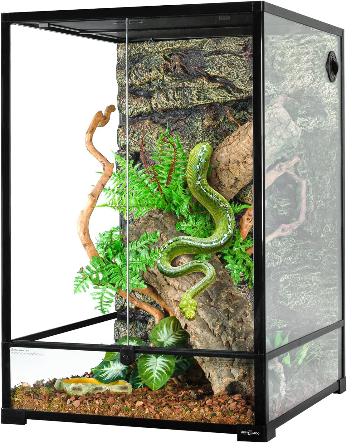 REPTIZOO 90 Gallon Reptile Terrarium 24" x 24" x 36" Large Glass Reptile Tank, Tall Terrarium with Front Opening Door and Top Screen Ventilation Easy Assembly Habitat Tank