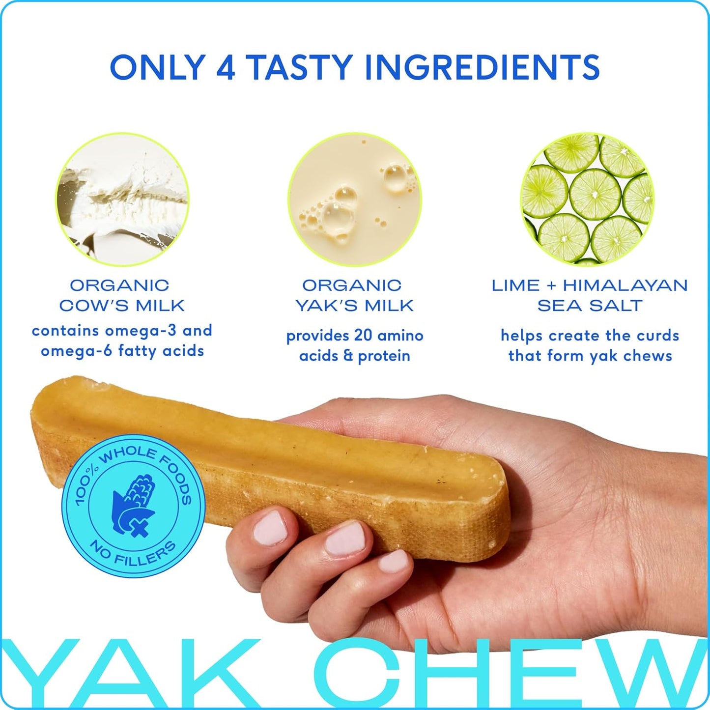 Native Pet Yak Cheese Himalayan Dog Chews - Long Lasting Dental Sticks for Medium Breeds – 100% All Natural Himalayan Yak Chews for Medium Dogs – Cheese Bone for Aggressive Chewers - 10 Per Pack
