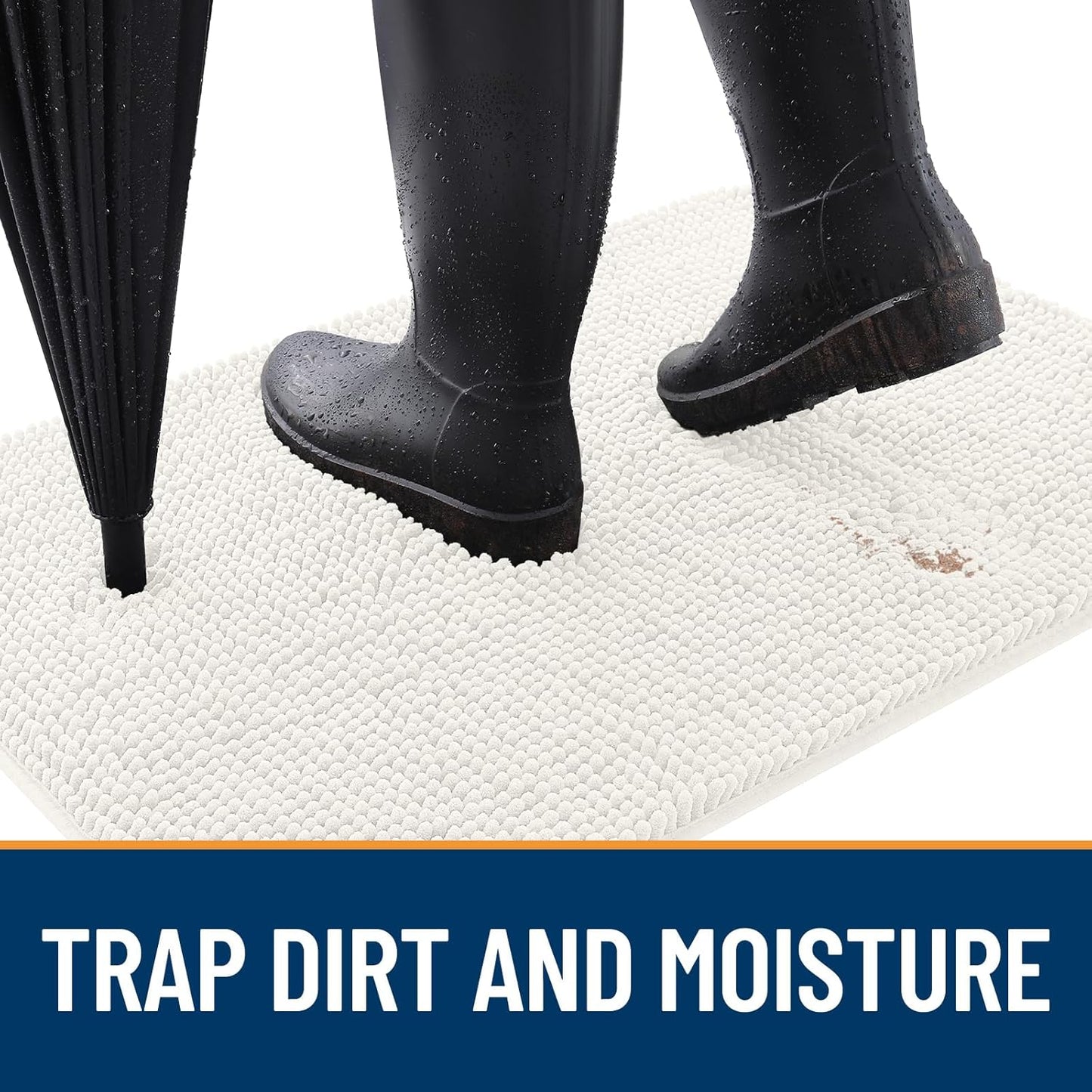 OLANLY Dog Door Mat for Muddy Paws 30x20, Absorbs Moisture and Dirt, Absorbent Non-Slip Washable Doormat, Quick Dry Chenille Mud Mat for Dogs, Entry Indoor Entryway Carpet for Inside Floor, Ivory