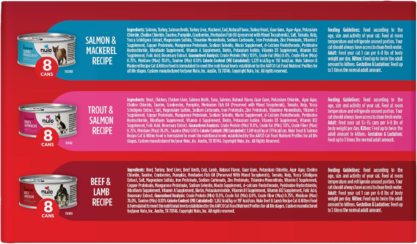 Nulo Variety Pack Pate Wet Canned Cat Food, 5.5 Ounce(Pack of 24)