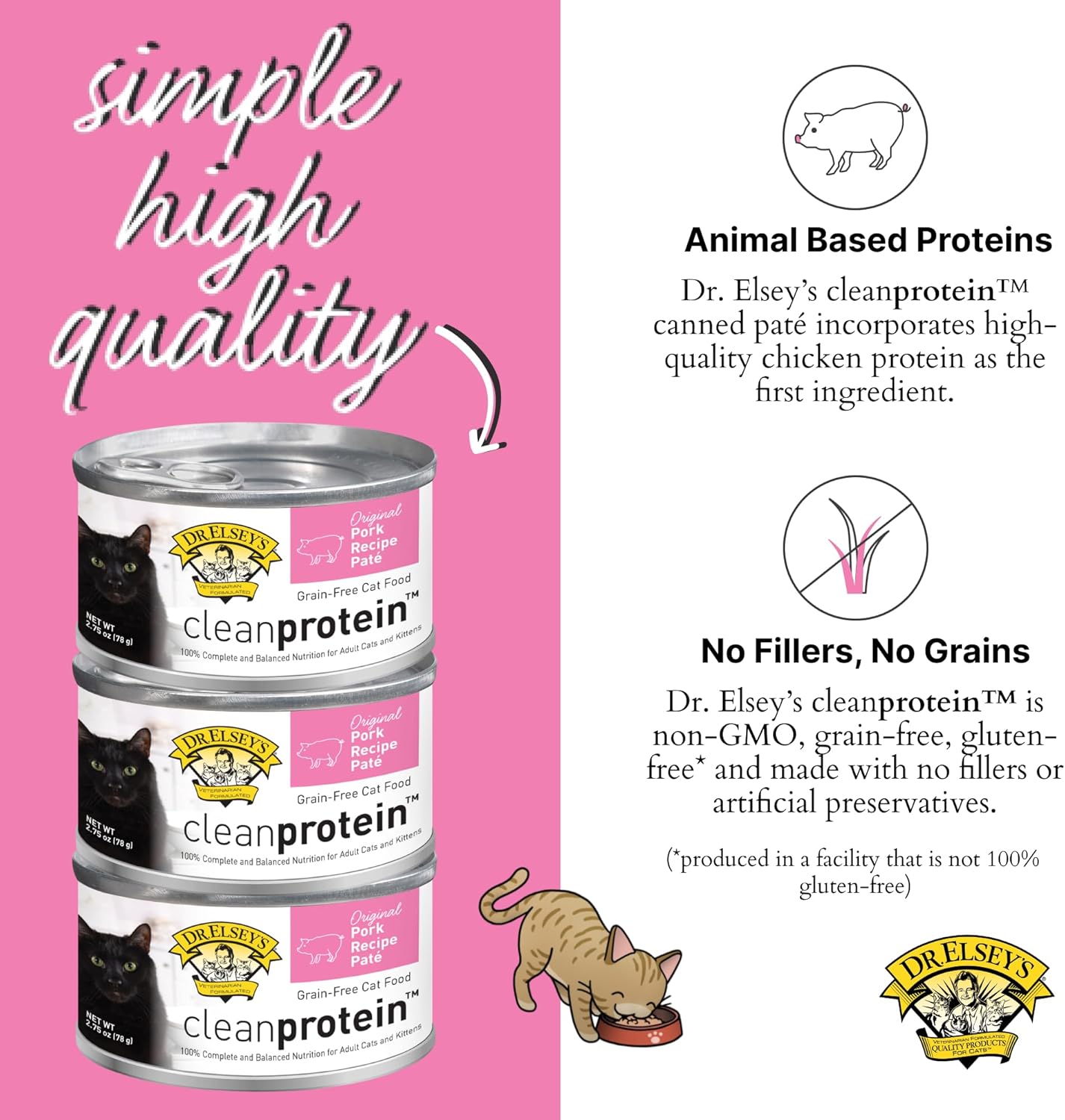 Dr. Elsey's cleanprotein Original Pork Recipe Wet Cat Food, (Pack of 24), 5.3oz Cans