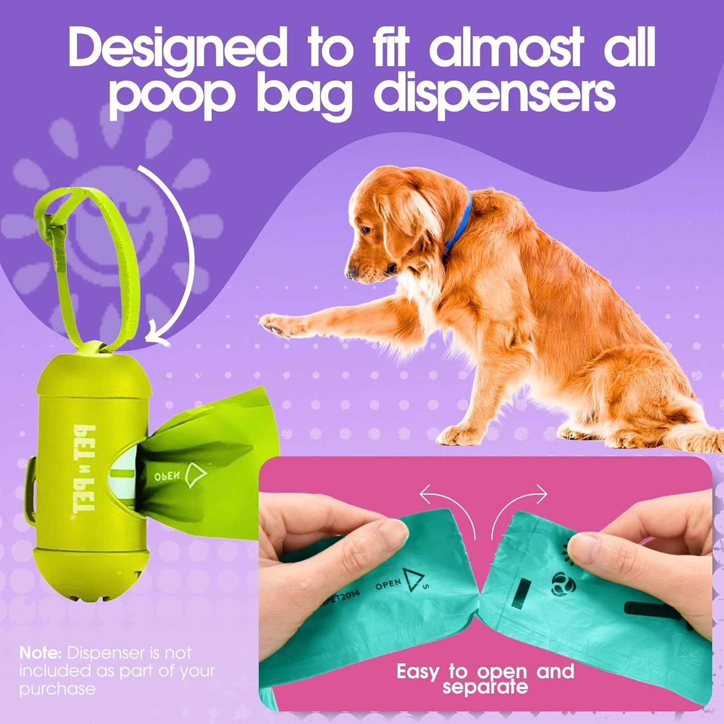 Pet N Pet 270 Counts Lavender Scented, Colorful Poop Bags for Dogs, 38% Plant Based & 62% PE Dog Poop Bags Rolls, Extra Thick Dog Waste Bag, Doggy Bag