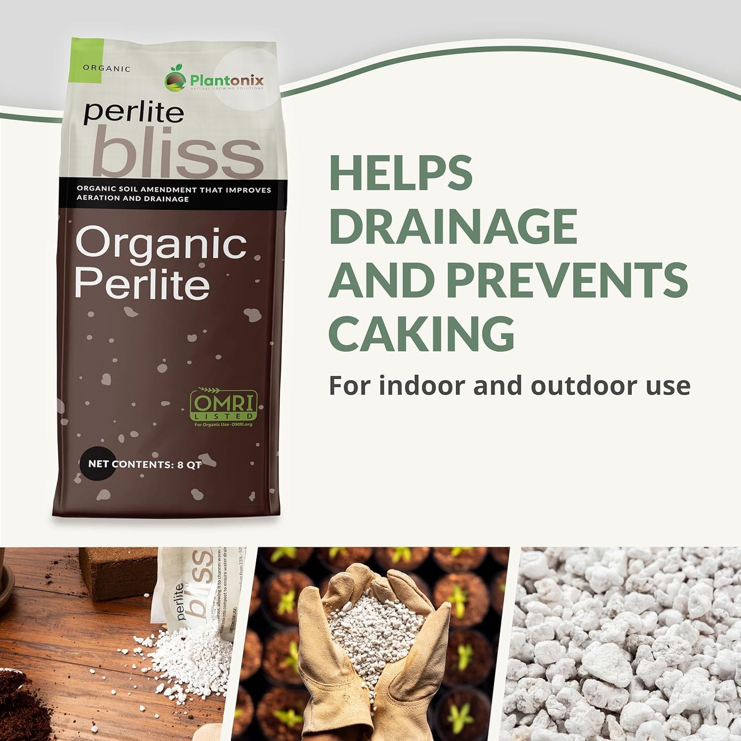 Perlite Bliss (16 Qts) - Organic Perlite for Plants - Coarse Perlite Bulk Soil Amendment - Chunky Perlite for Plants, Potting Soil, Garden Soil, & Coco Coir - Horticultural Perlite for Gardening